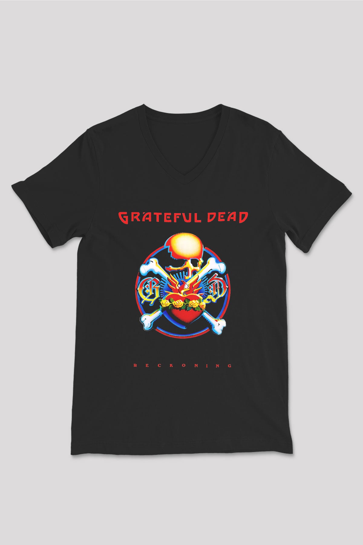 Grateful Dead Siyah Unisex V Yaka Tişört T-Shirt