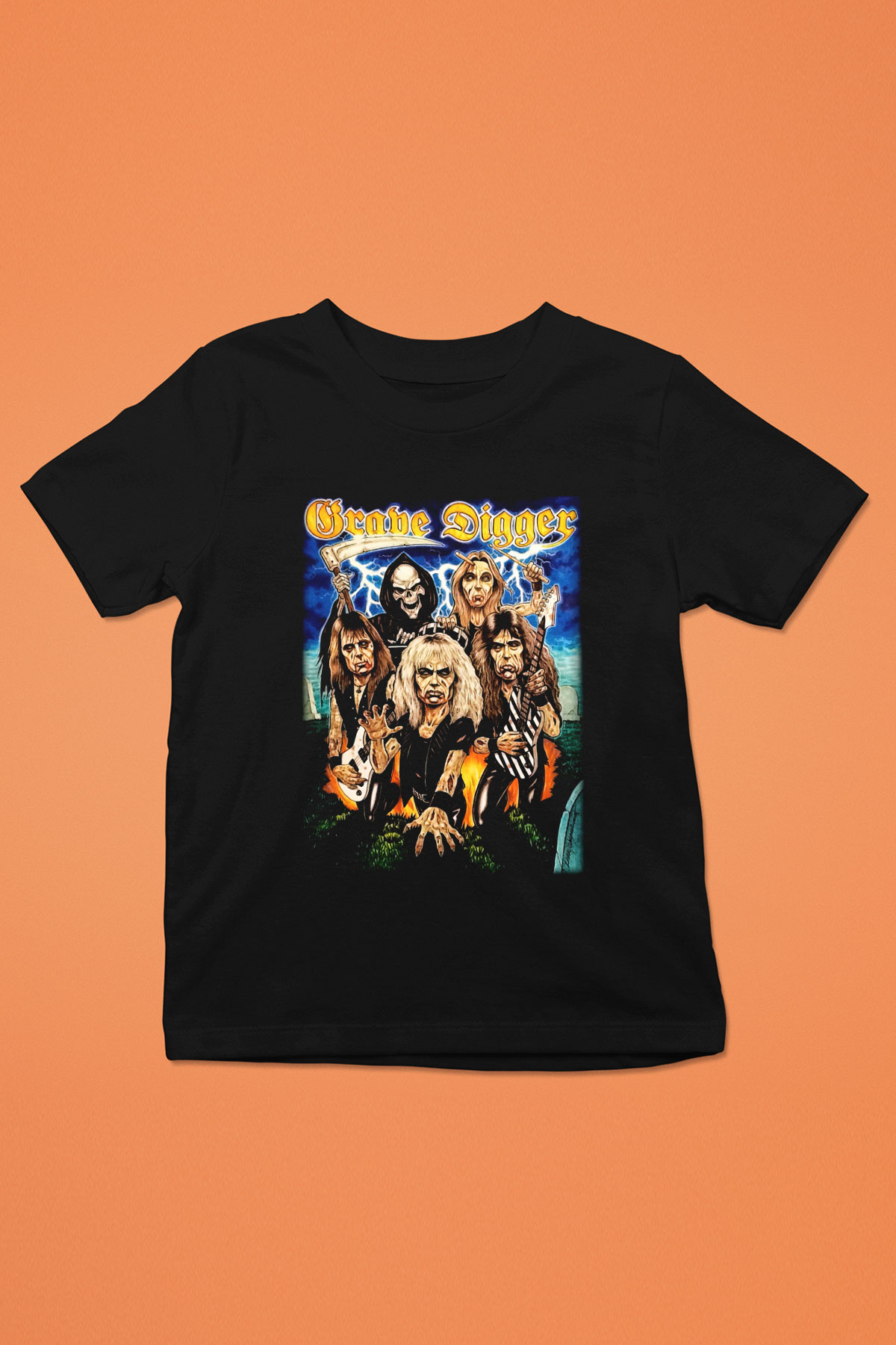 Grave Digger Baskılı Siyah Unisex Çocuk Tişört