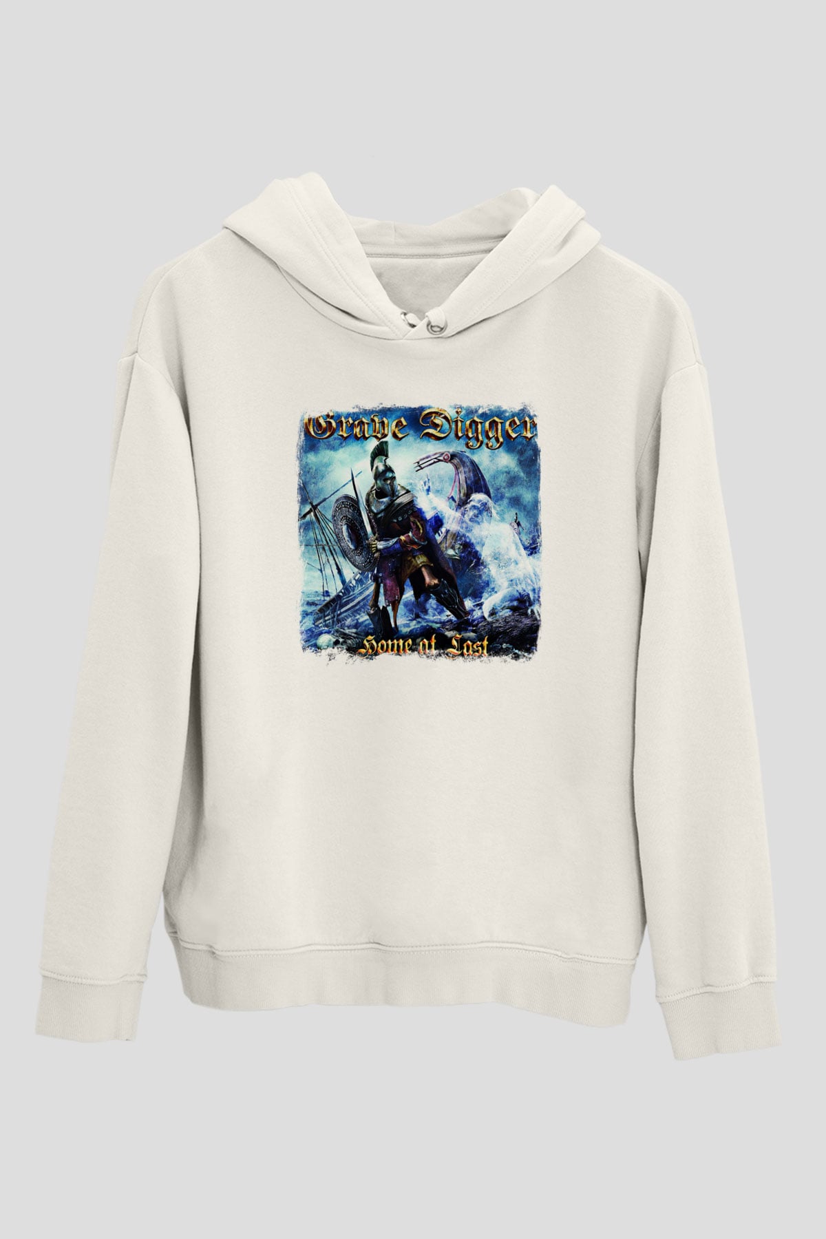 Grave Digger Baskılı Unisex Beyaz Hoodie