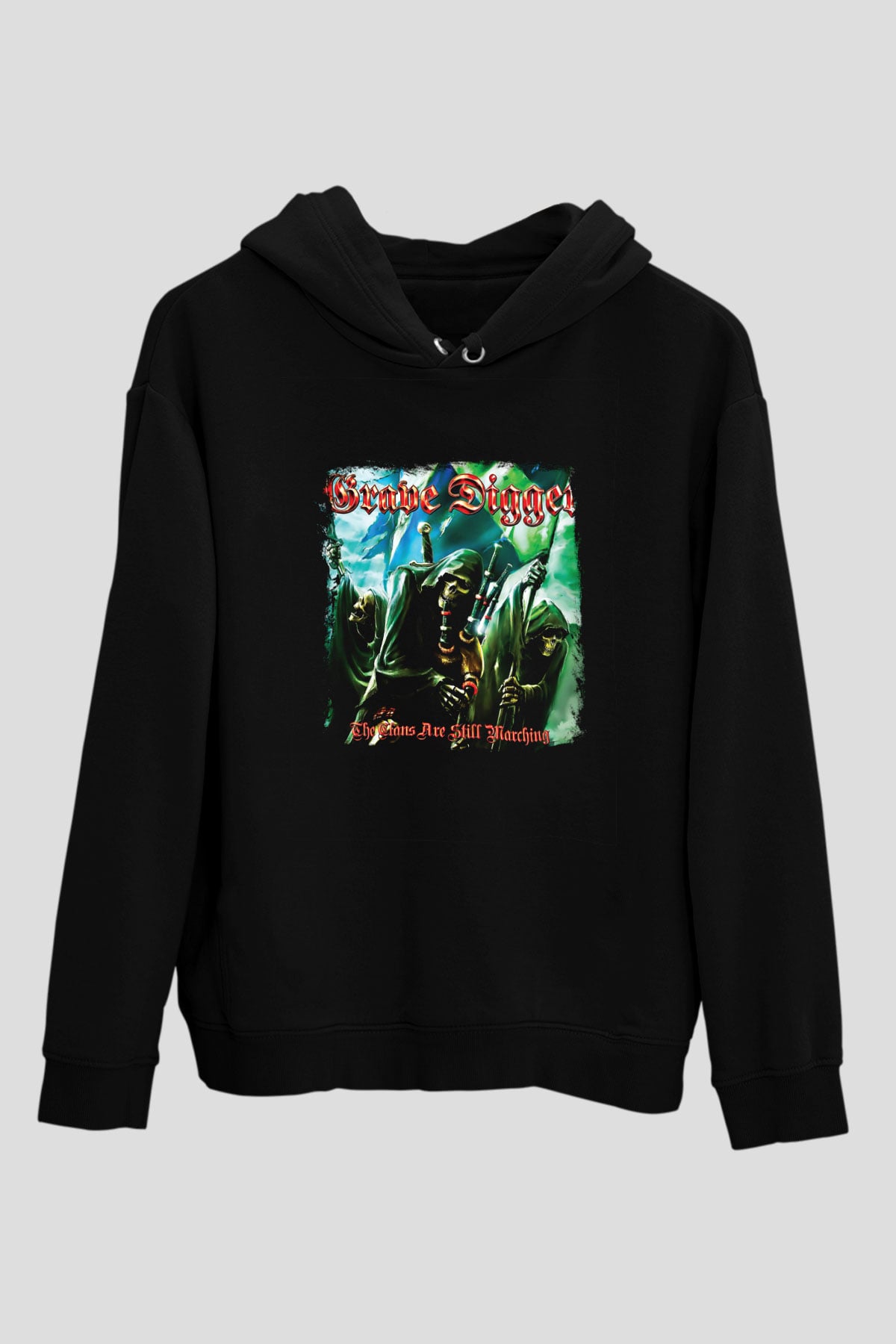 Grave Digger Baskılı Unisex Siyah Hoodie