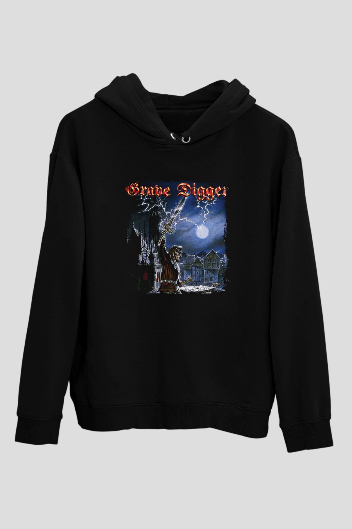 Grave Digger Baskılı Unisex Siyah Hoodie