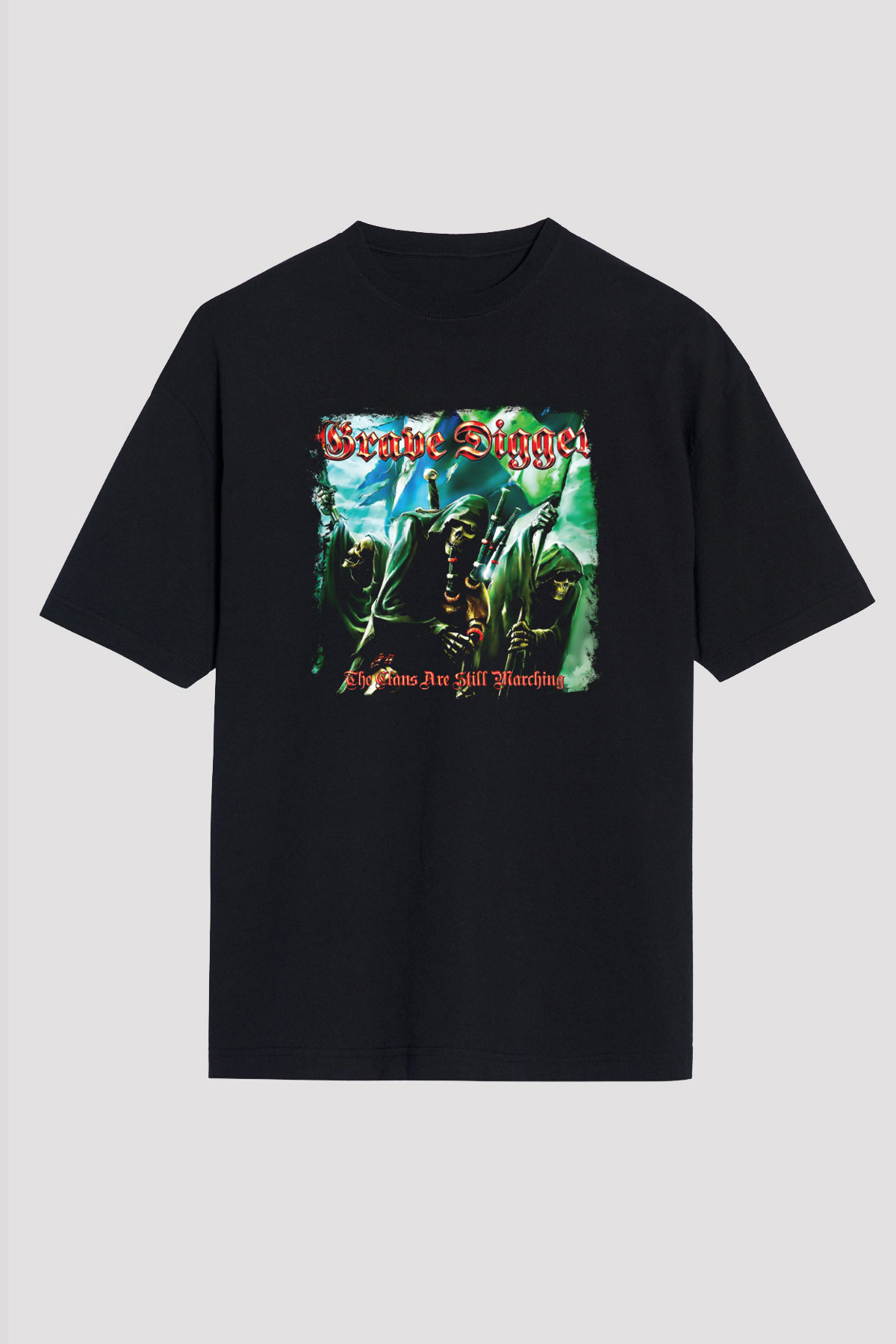 Grave Digger Baskılı Unisex Siyah Oversize Tişört