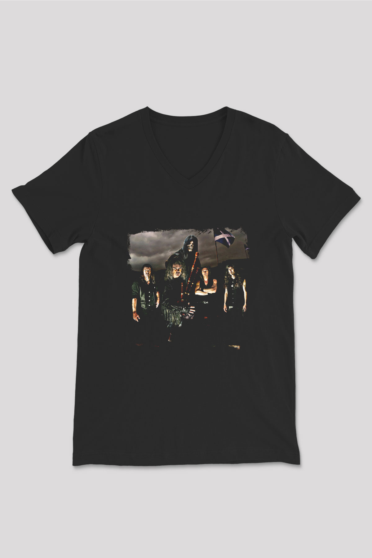 Grave Digger Baskılı Unisex Siyah V Yaka Tişört