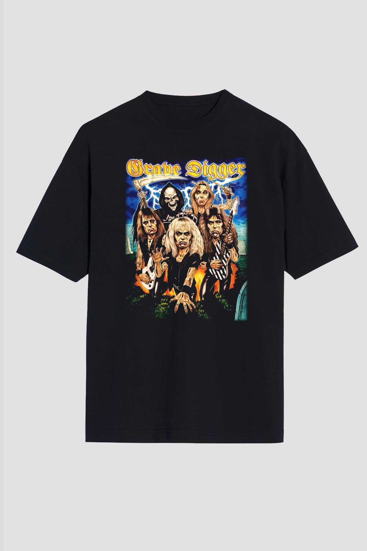 Grave Digger Siyah Unisex Oversize Tişört T-Shirt