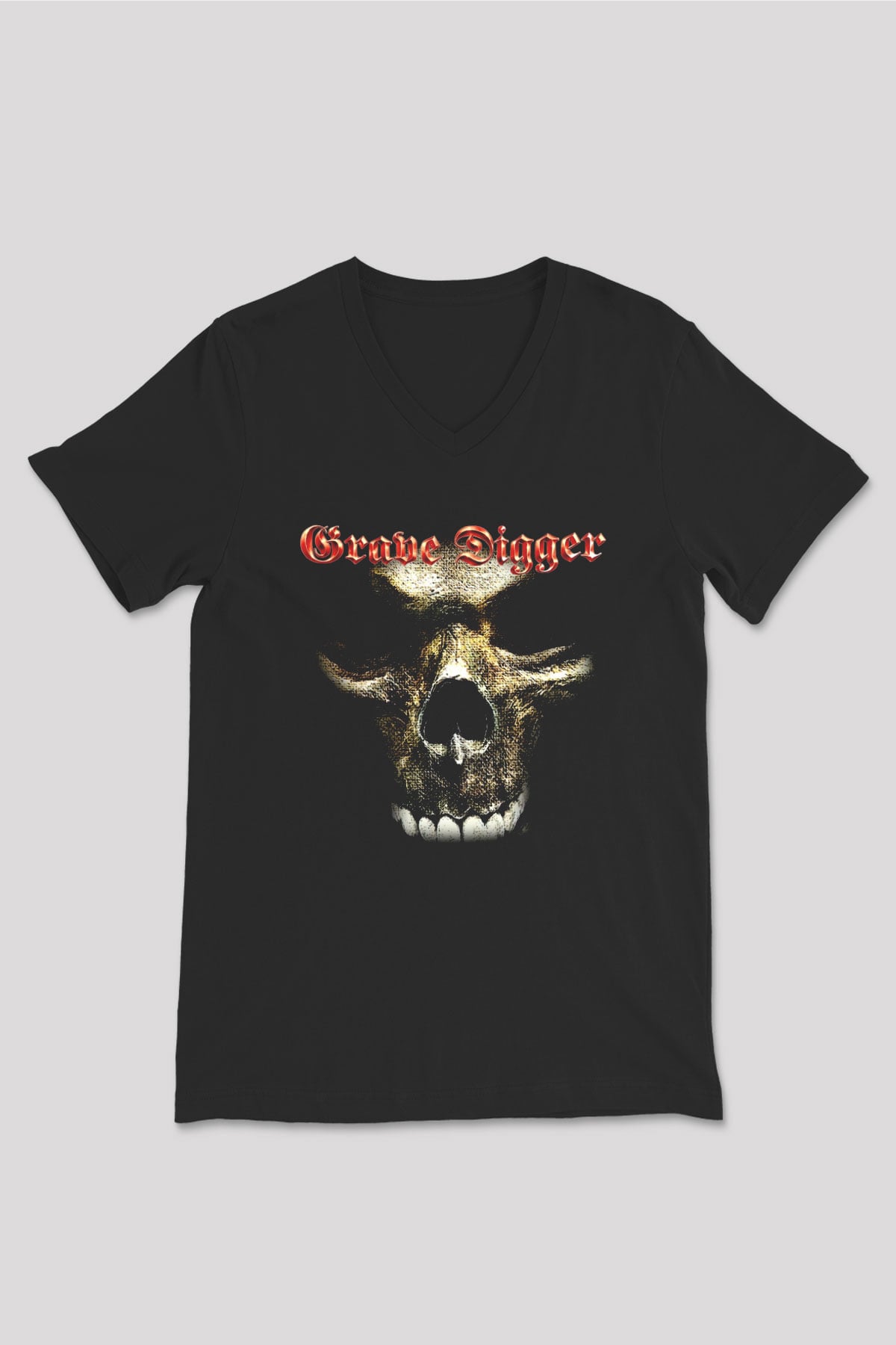 Grave Digger Siyah Unisex V Yaka Tişört