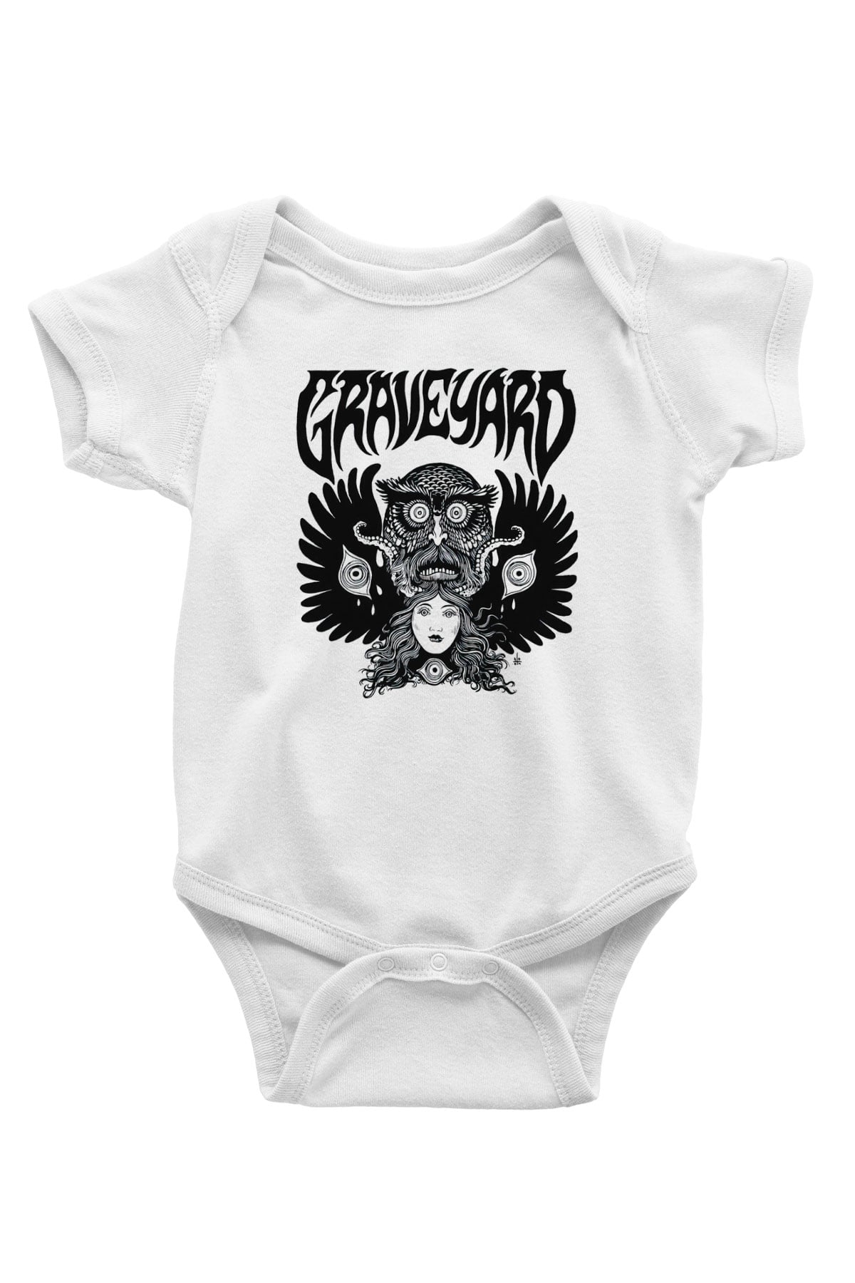 Graveyard Baskılı Beyaz Unisex Bebek Body - Zıbın