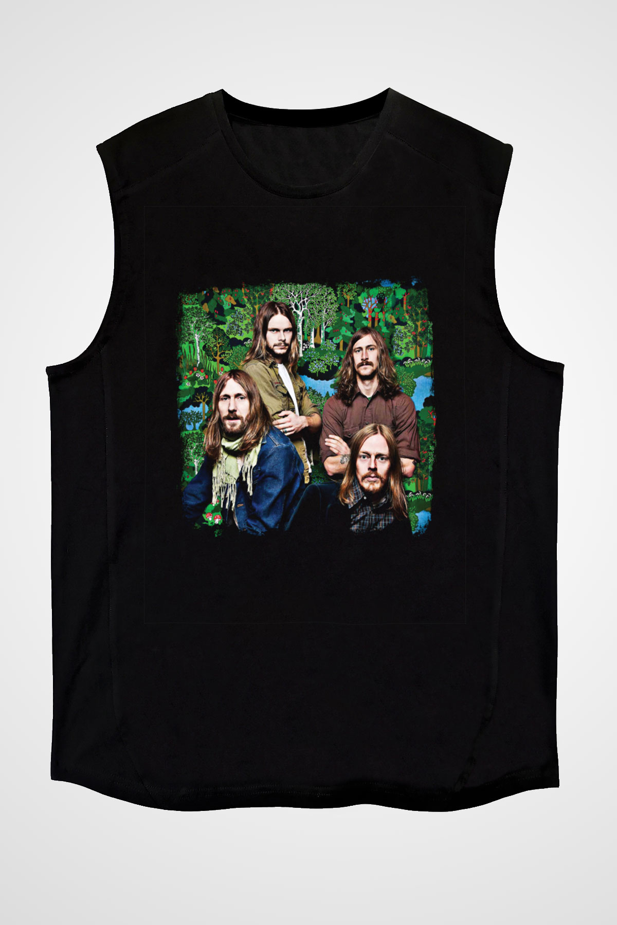 Graveyard Baskılı Unisex Siyah Kolsuz Tişört