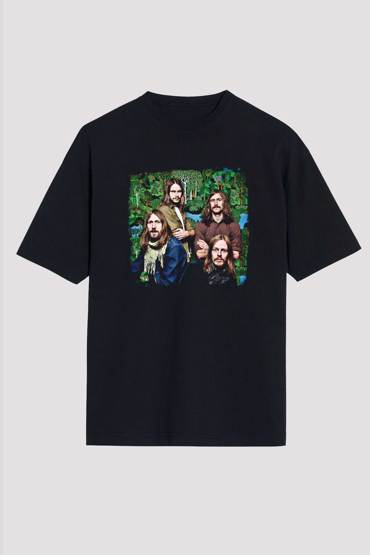 Graveyard Baskılı Unisex Siyah Oversize Tişört
