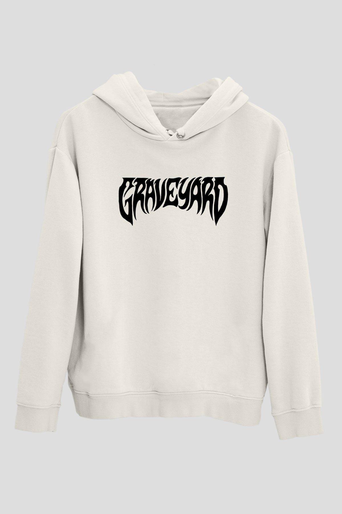 Graveyard Beyaz Unisex Kapüşonlu Sweatshirt