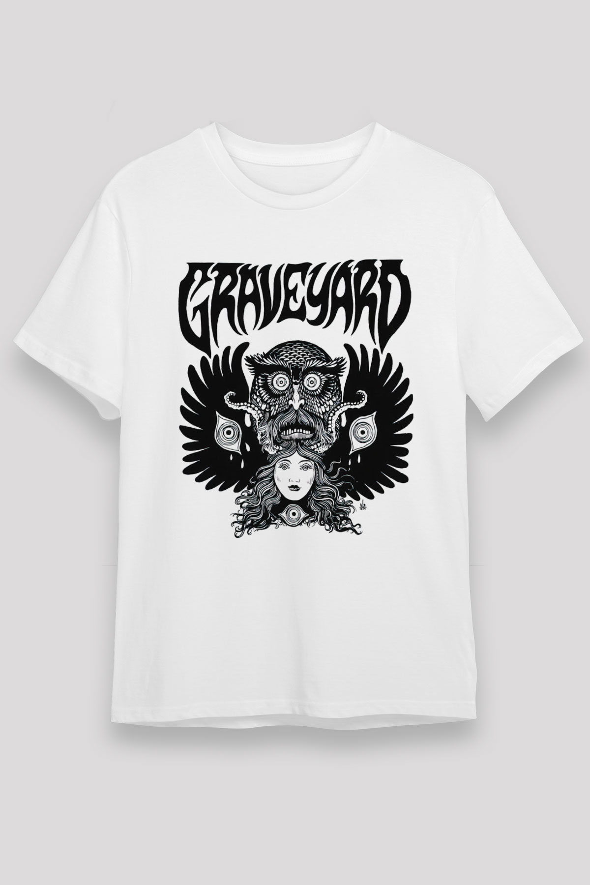 Graveyard Beyaz Unisex Tişört T-Shirt - TişörtFabrikası