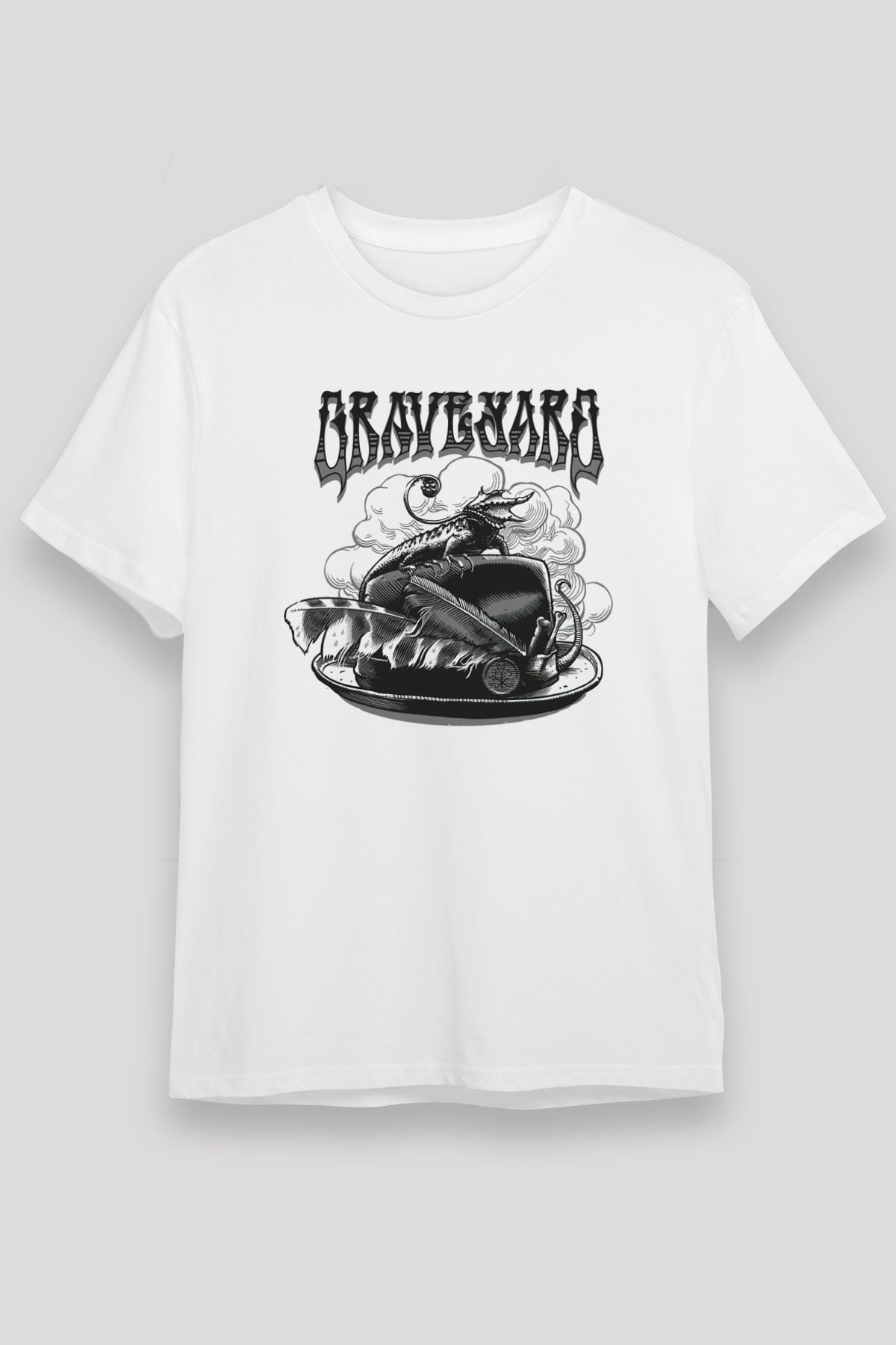 Graveyard Beyaz Unisex Tişört T-Shirt - TişörtFabrikası