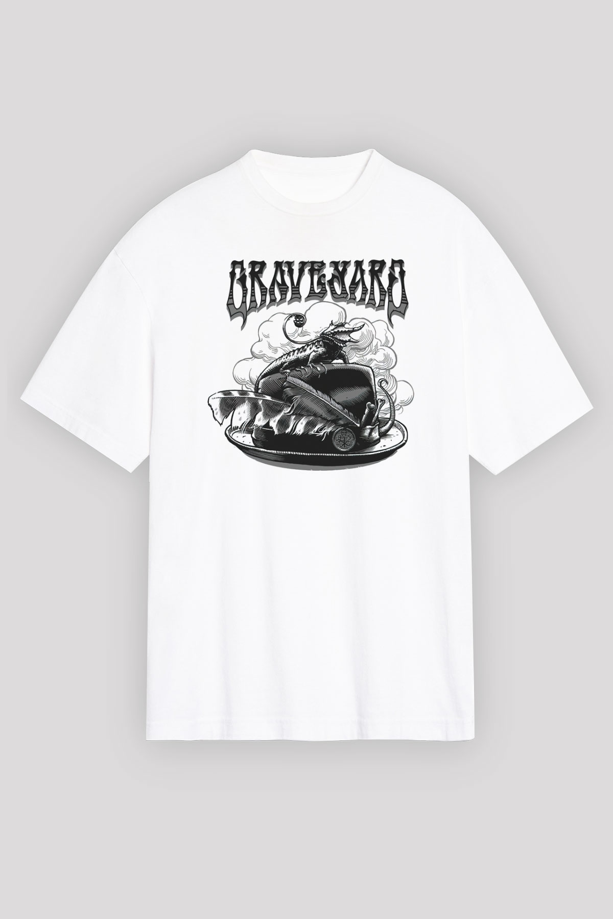 Graveyard Beyaz Unisex Tişört T-Shirt - TişörtFabrikası
