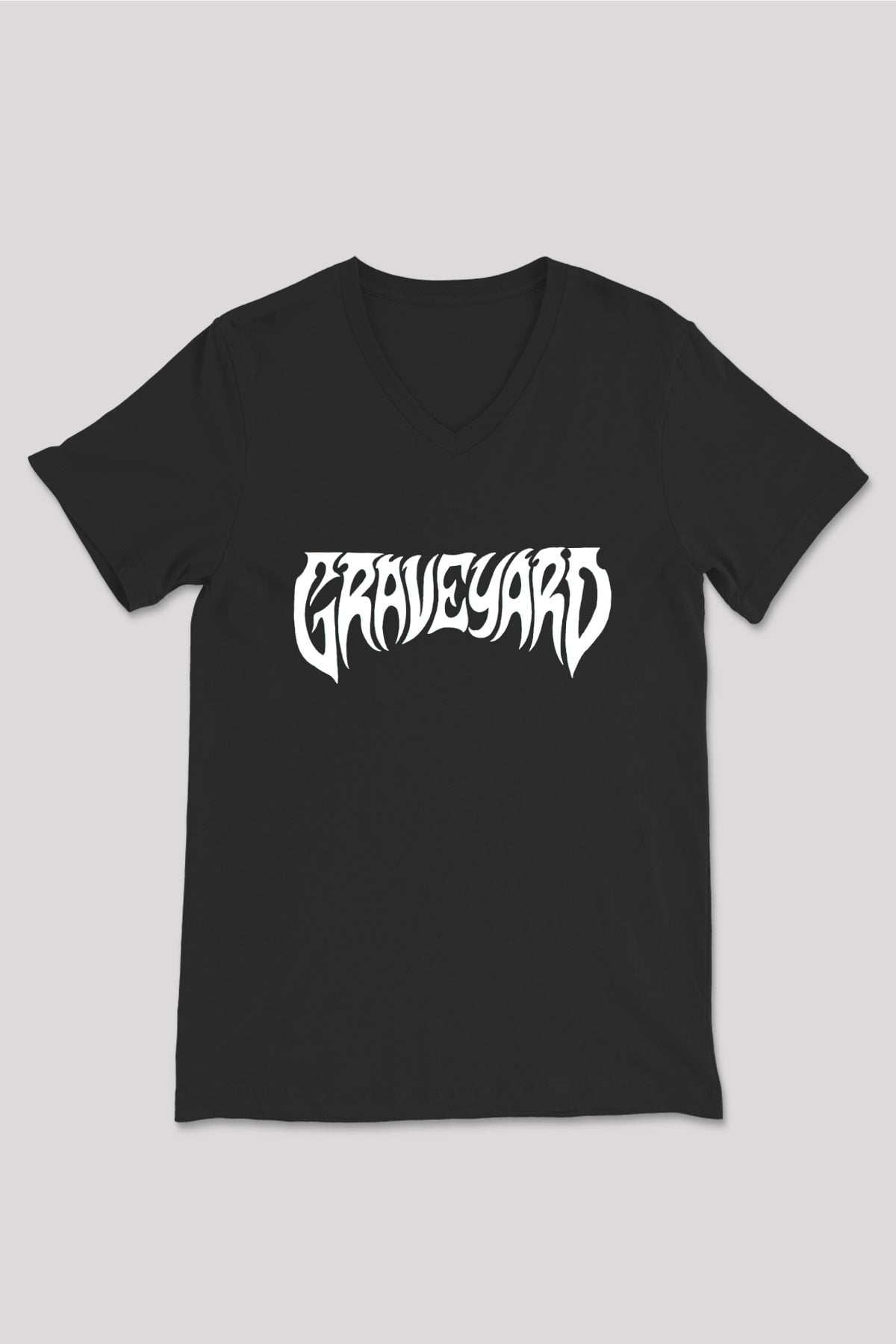 Graveyard Siyah Unisex V Yaka Tişört