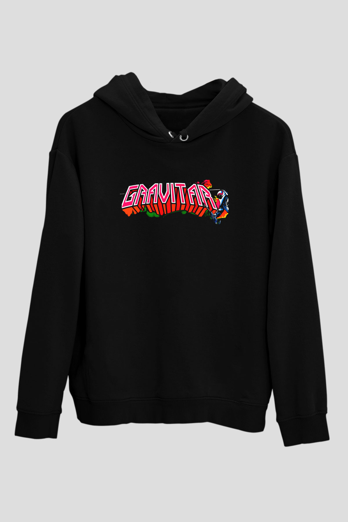 Gravitar Siyah Unisex Kapüşonlu Sweatshirt