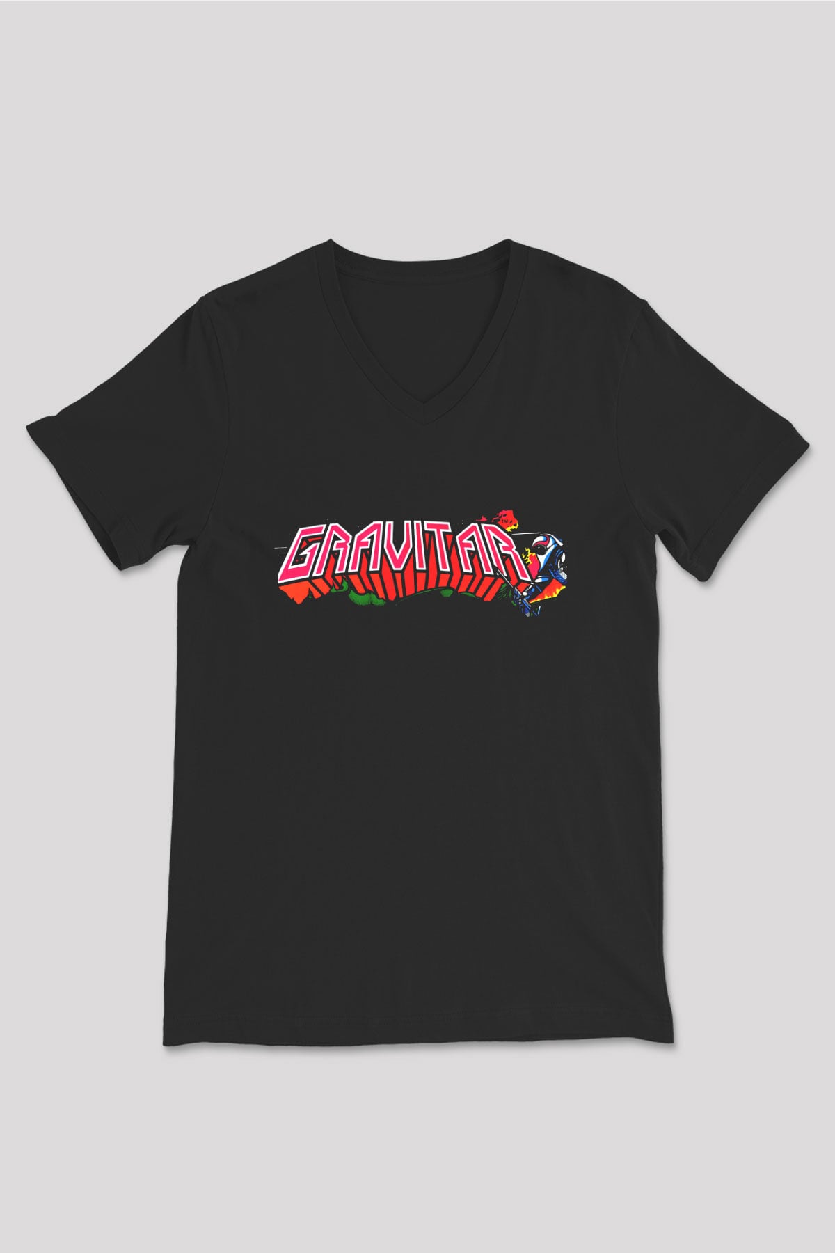 Gravitar Siyah Unisex V Yaka Tişört
