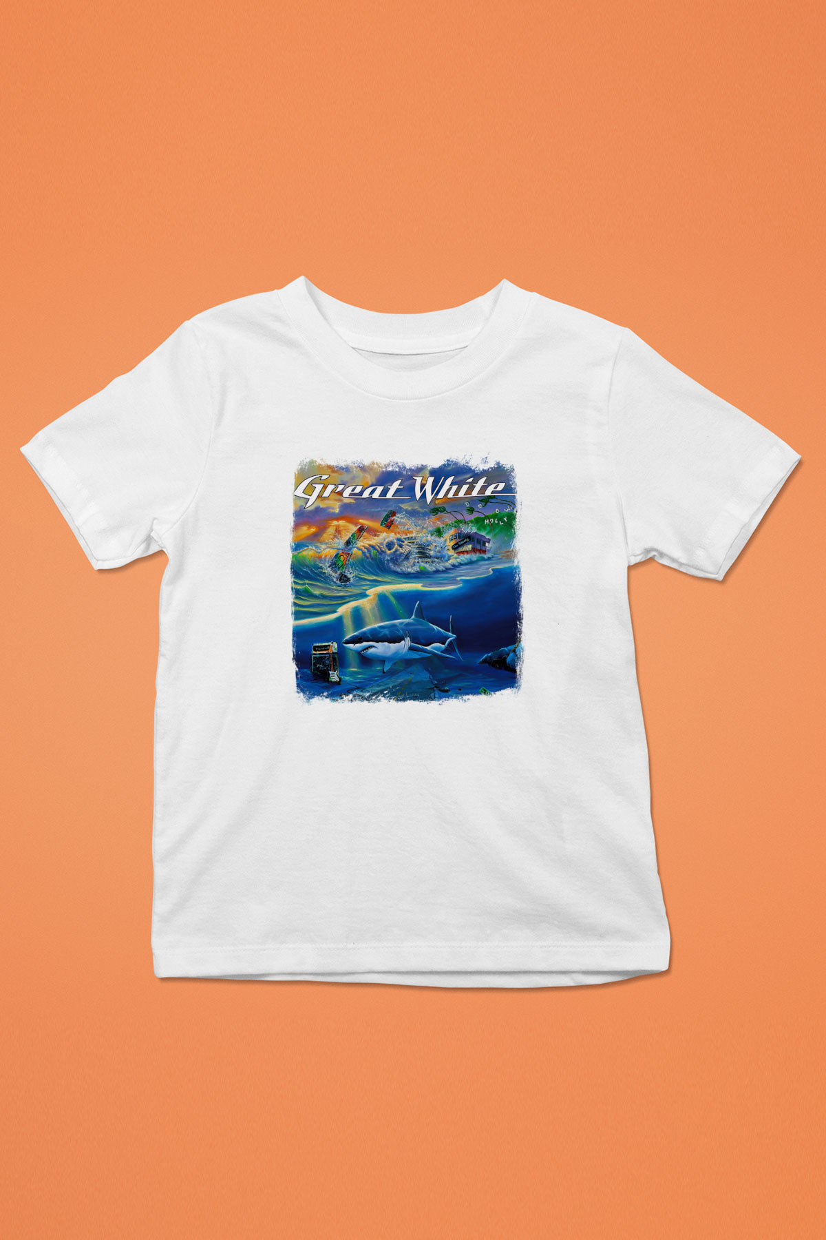 Great White Baskılı Unisex Beyaz Çocuk Tişört