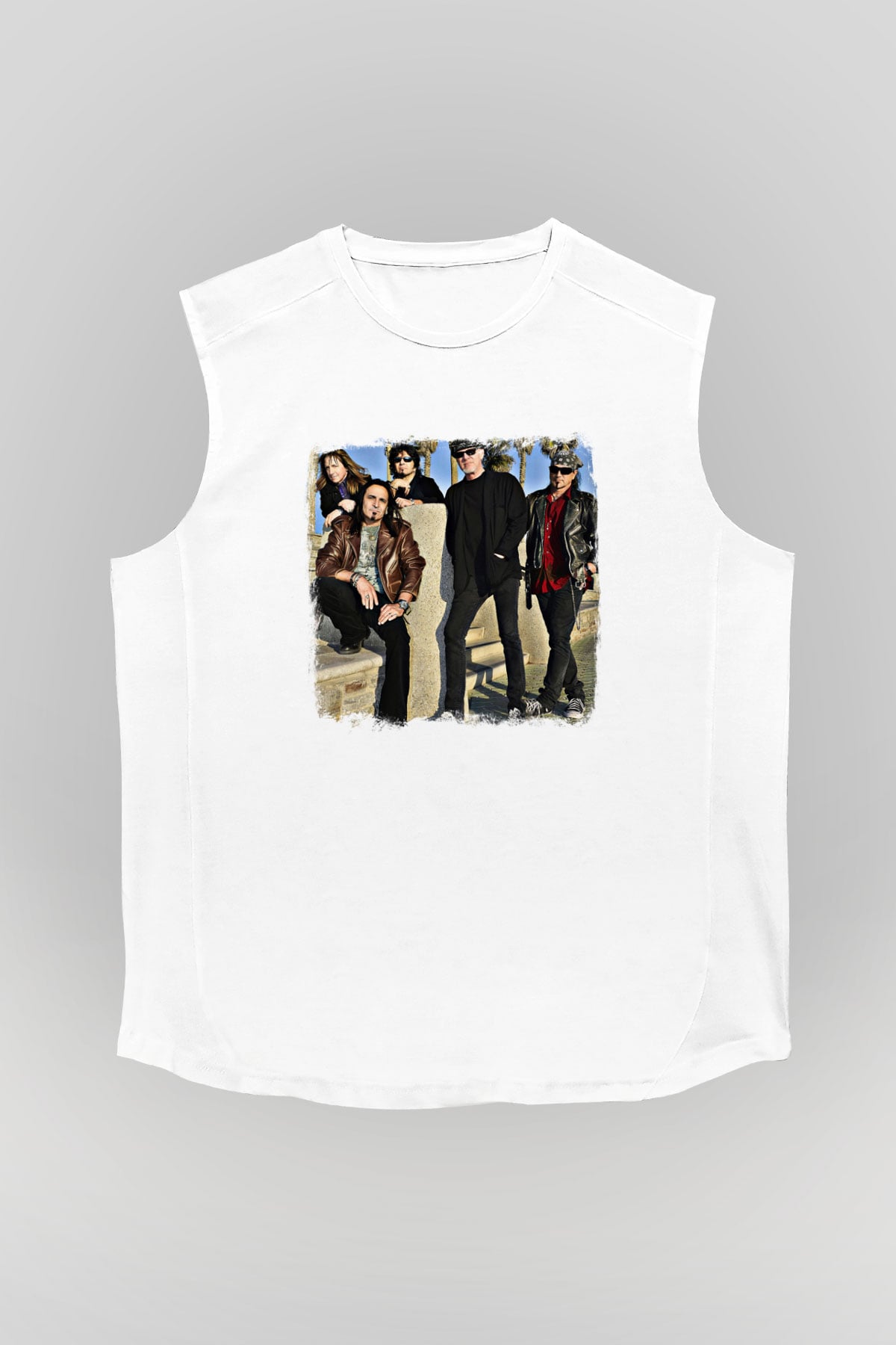 Great White Baskılı Unisex Beyaz Kolsuz Tişört