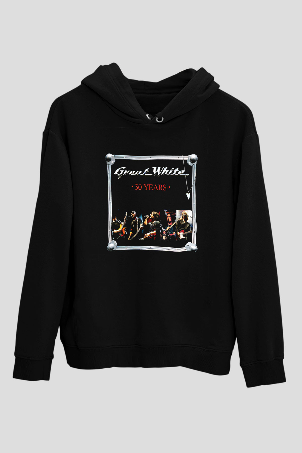 Great White Baskılı Unisex Siyah Hoodie
