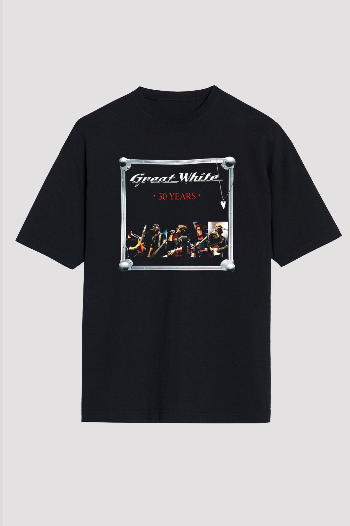 Great White Baskılı Unisex Siyah Oversize Tişört
