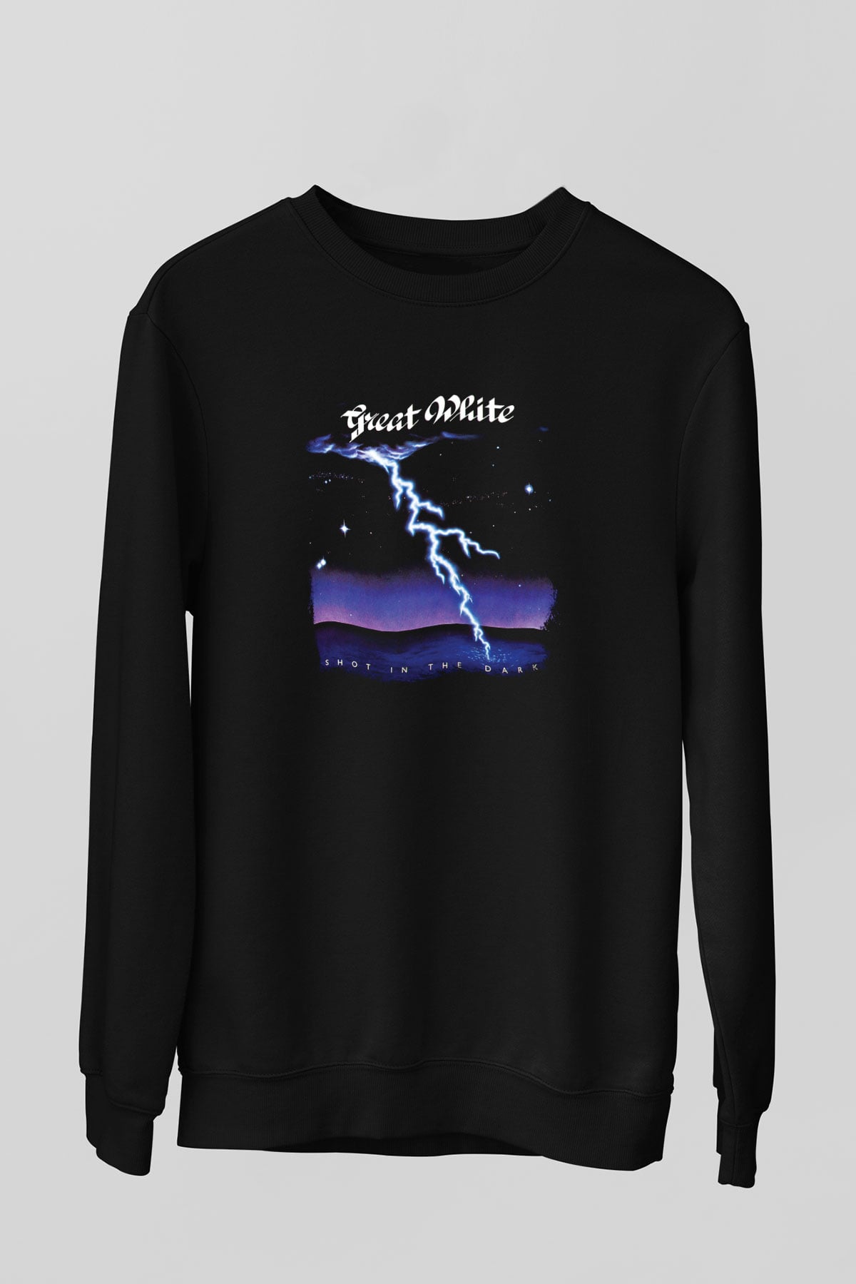 Great White Baskılı Unisex Siyah Sweatshirt