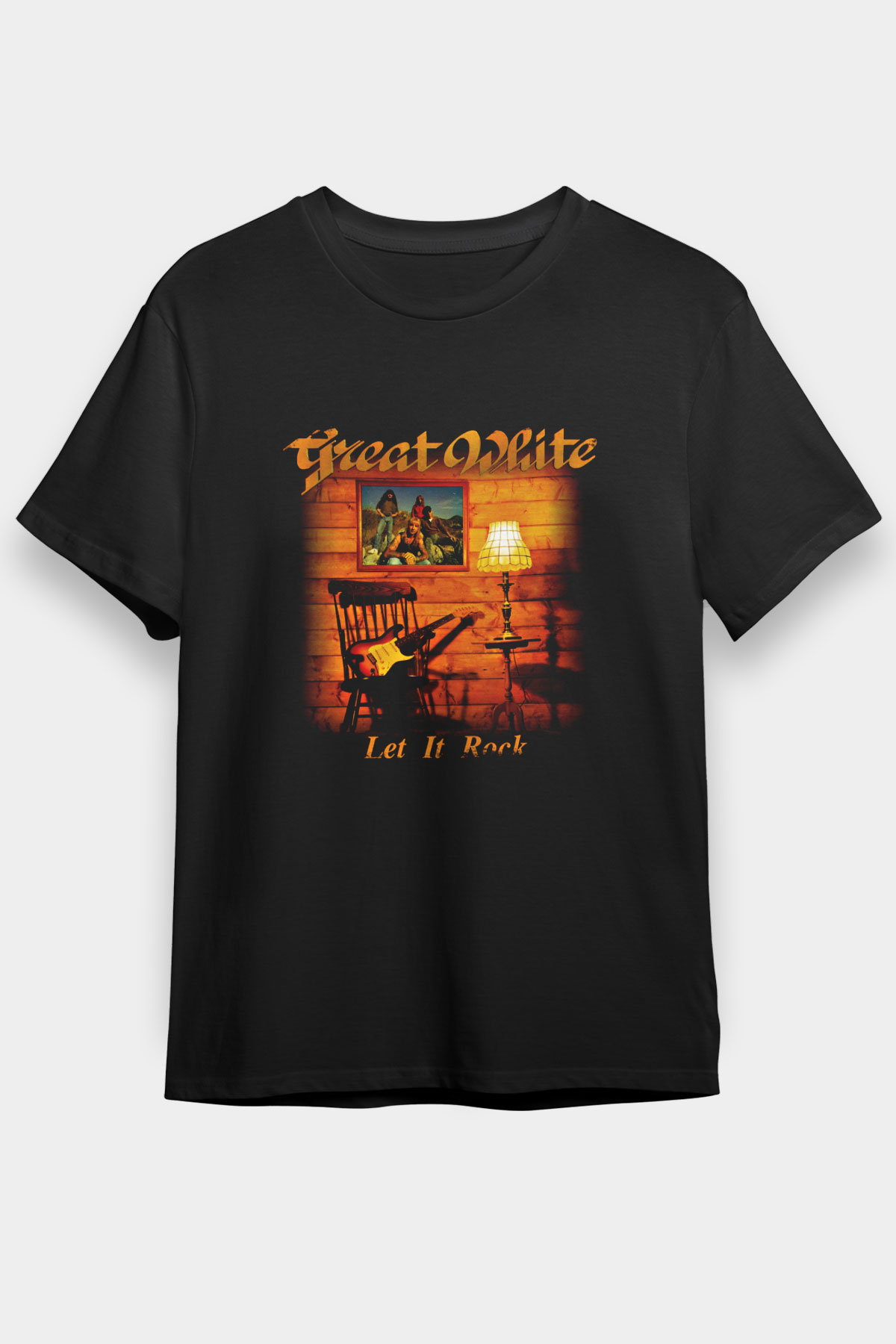 Great White Baskılı Unisex Siyah Tişört