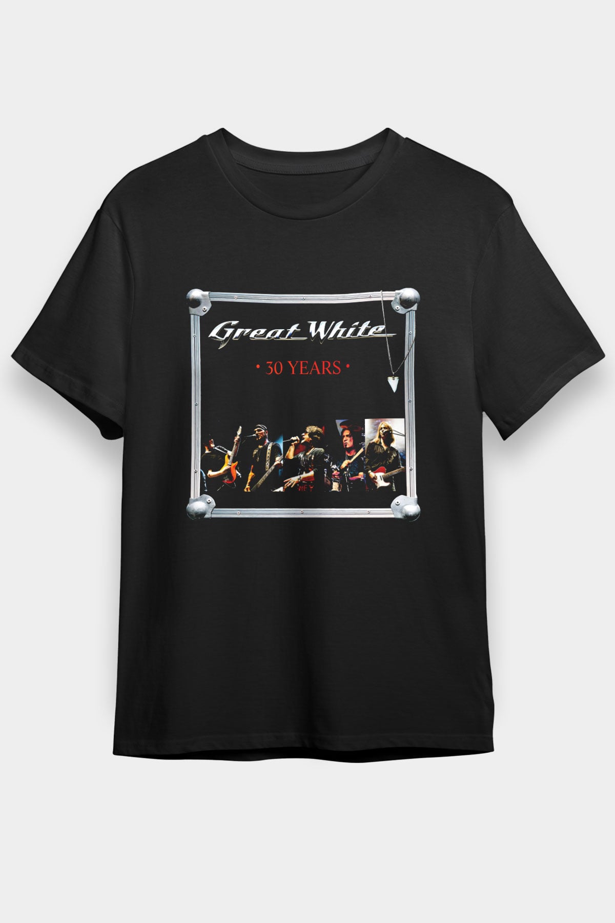 Great White Baskılı Unisex Siyah Tişört