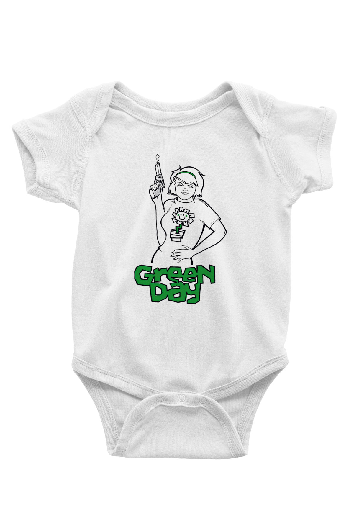 Green Day Baskılı Beyaz Unisex Bebek Body - Zıbın