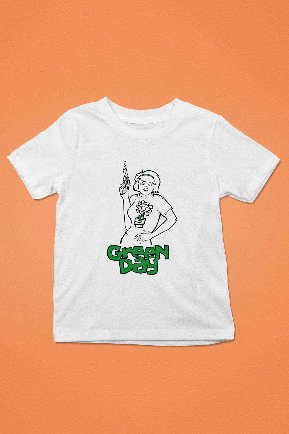 Green Day Baskılı Beyaz Unisex Çocuk Tişört
