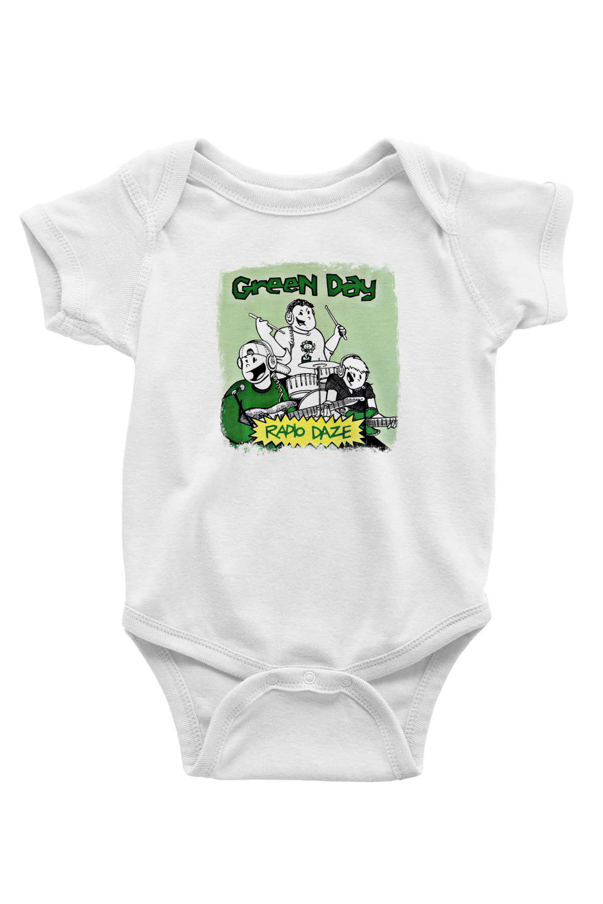 Green Day Baskılı Unisex Beyaz Bebek Body - Zıbın