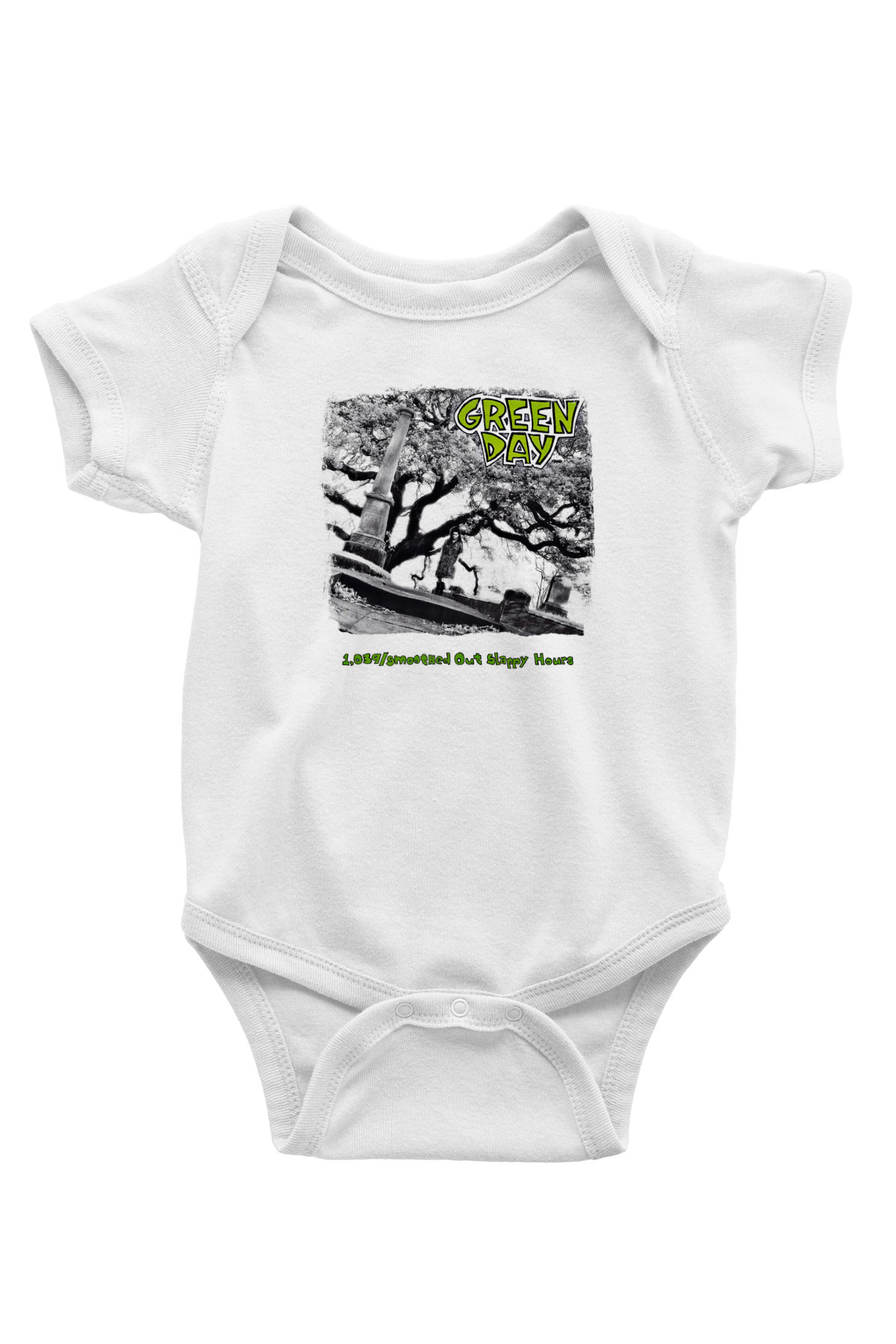 Green Day Baskılı Unisex Beyaz Bebek Body - Zıbın