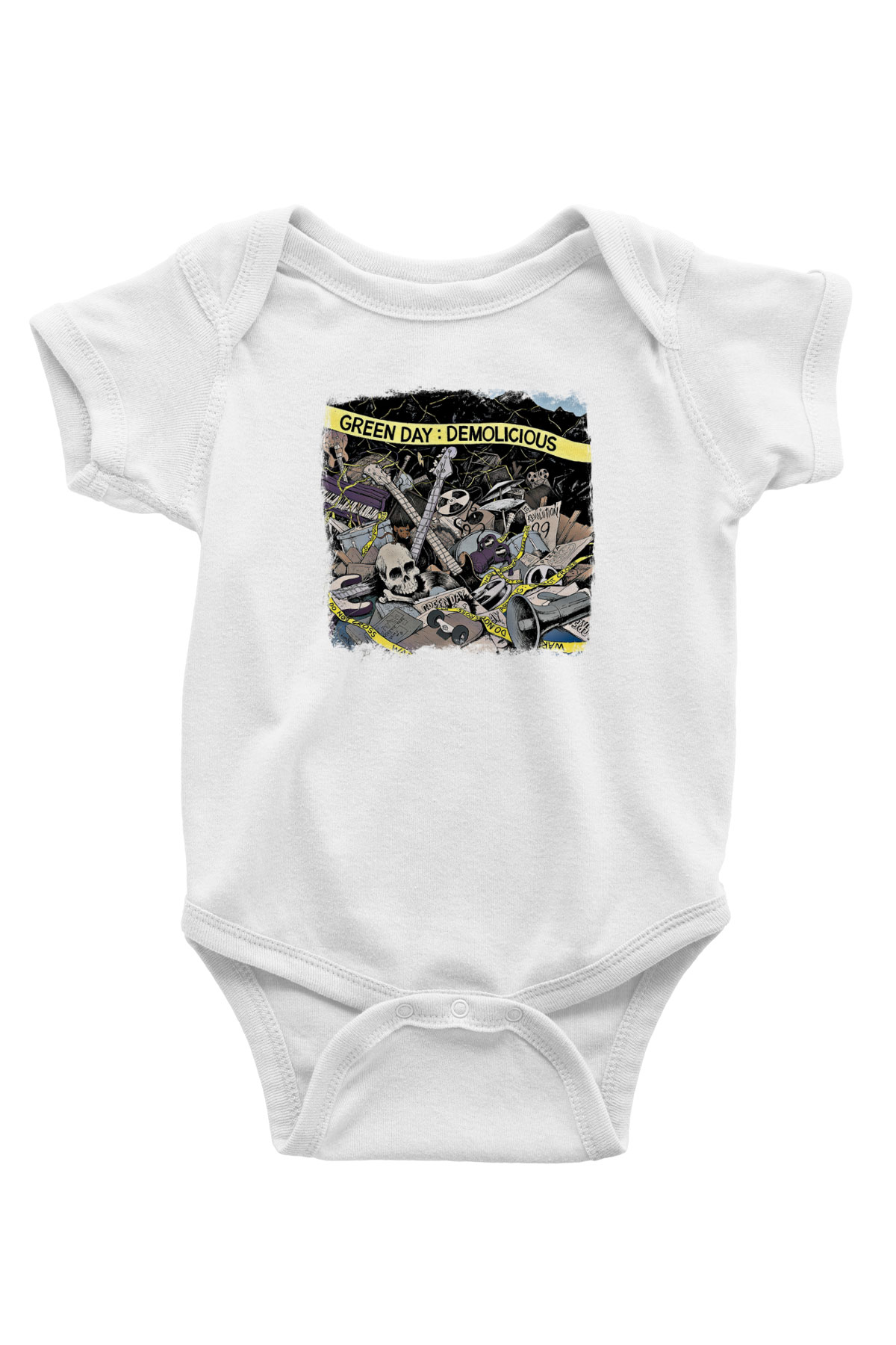 Green Day Baskılı Unisex Beyaz Bebek Body - Zıbın