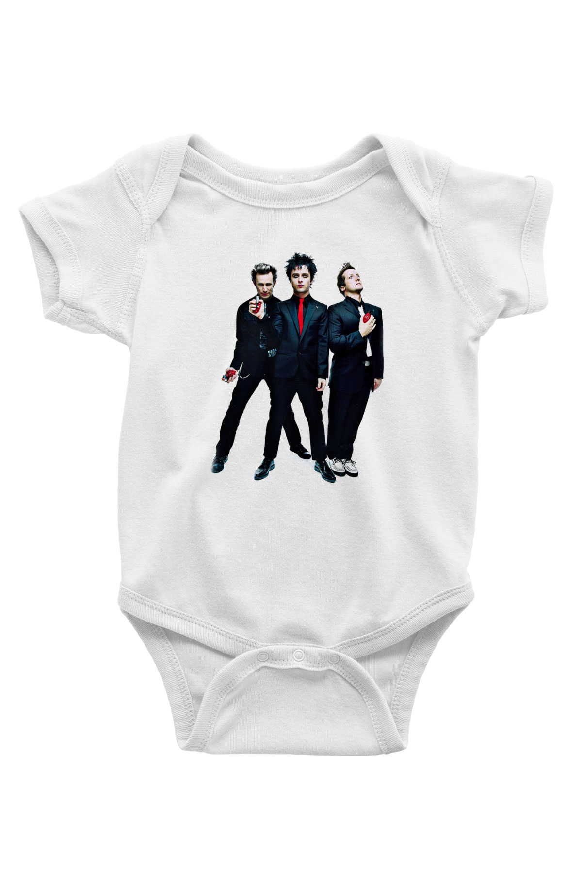 Green Day Baskılı Unisex Beyaz Bebek Body - Zıbın