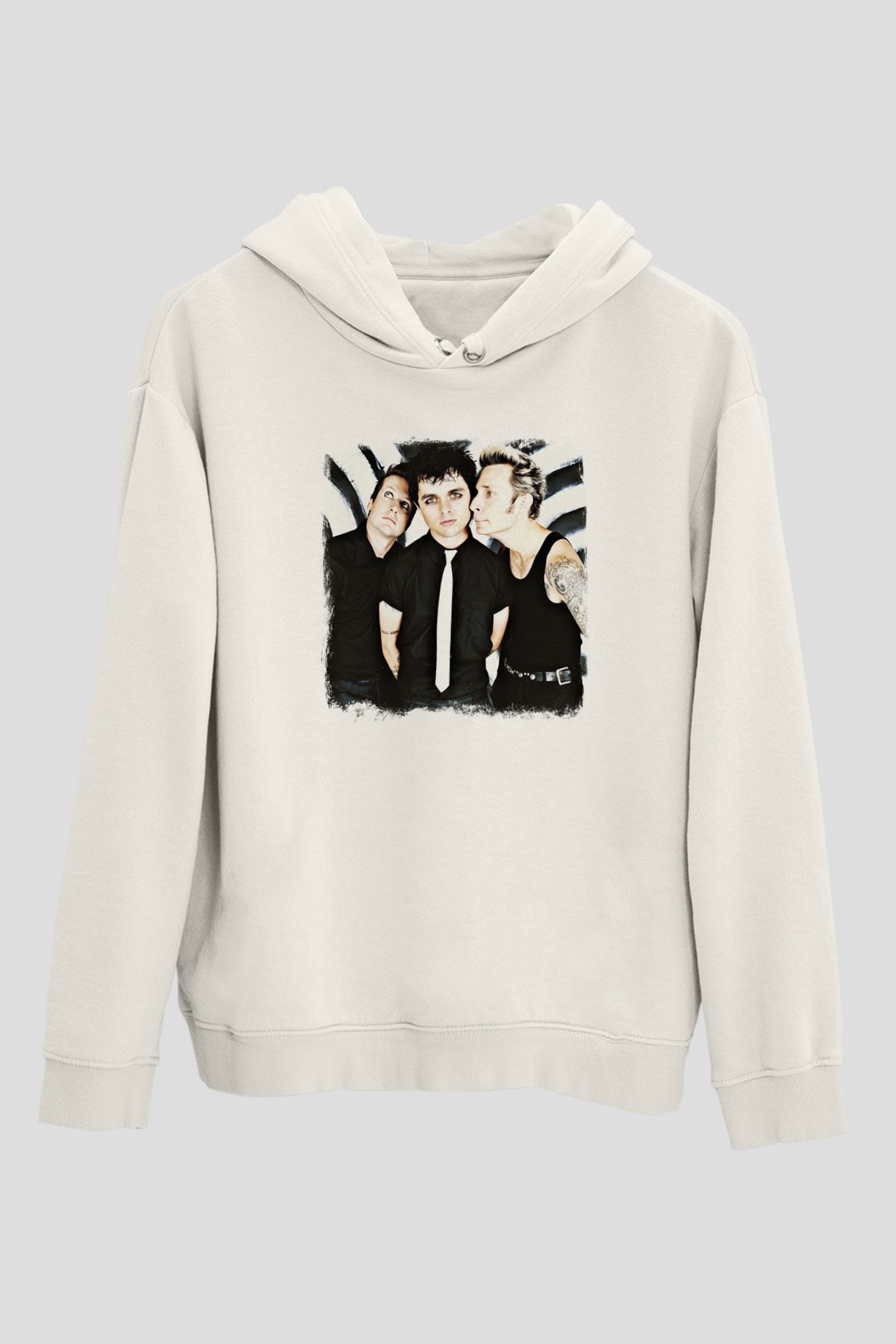 Green Day Baskılı Unisex Beyaz Hoodie