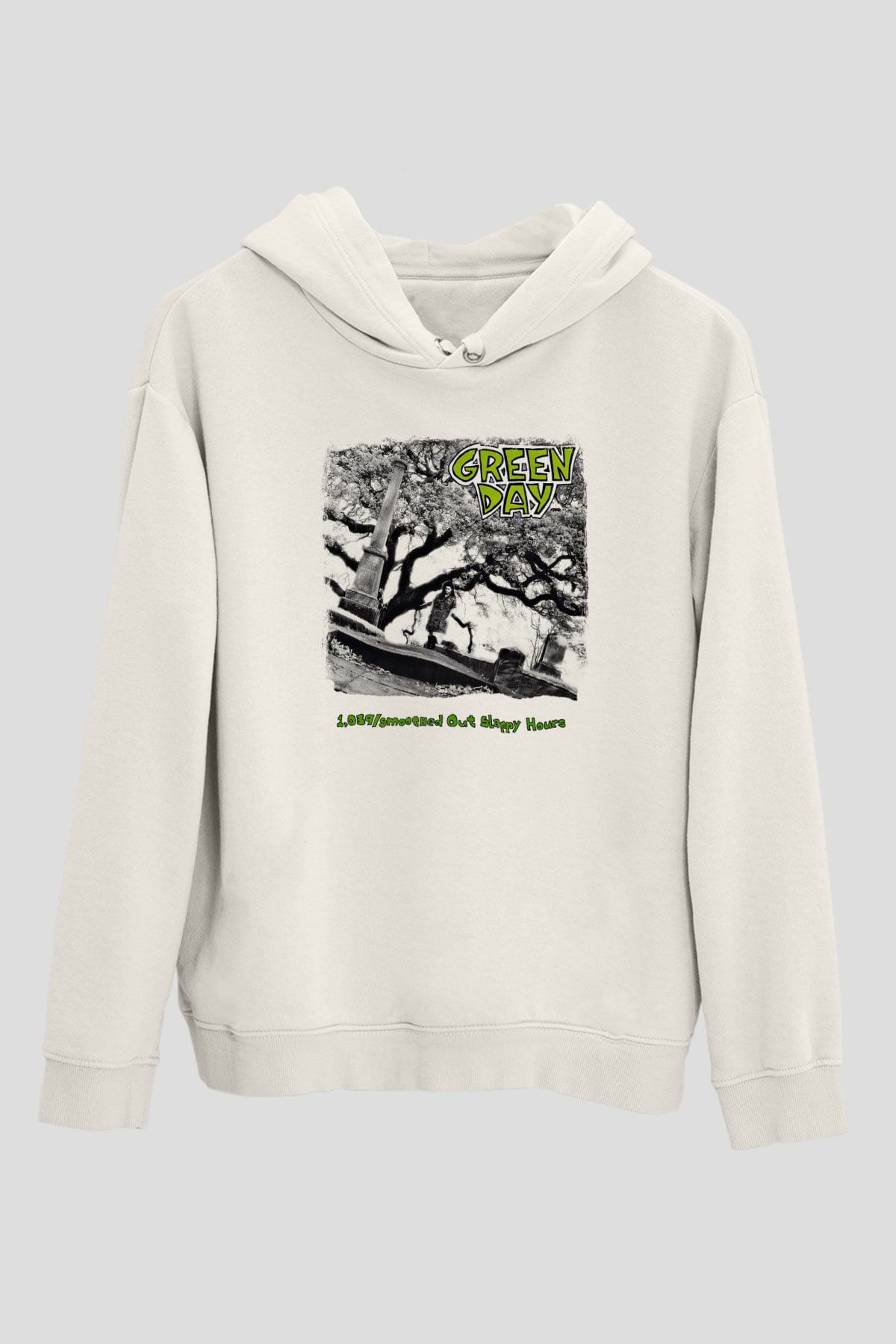 Green Day Baskılı Unisex Beyaz Hoodie