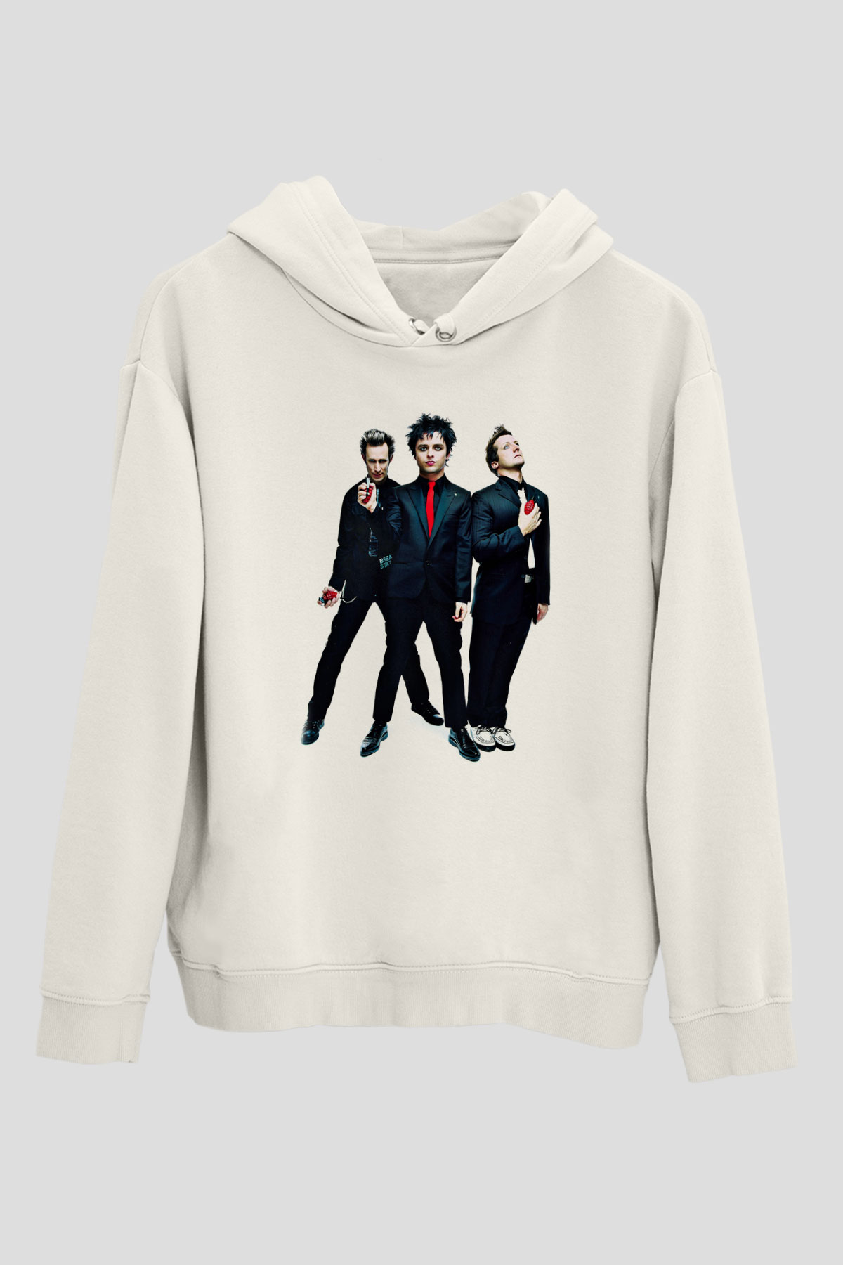 Green Day Baskılı Unisex Beyaz Hoodie