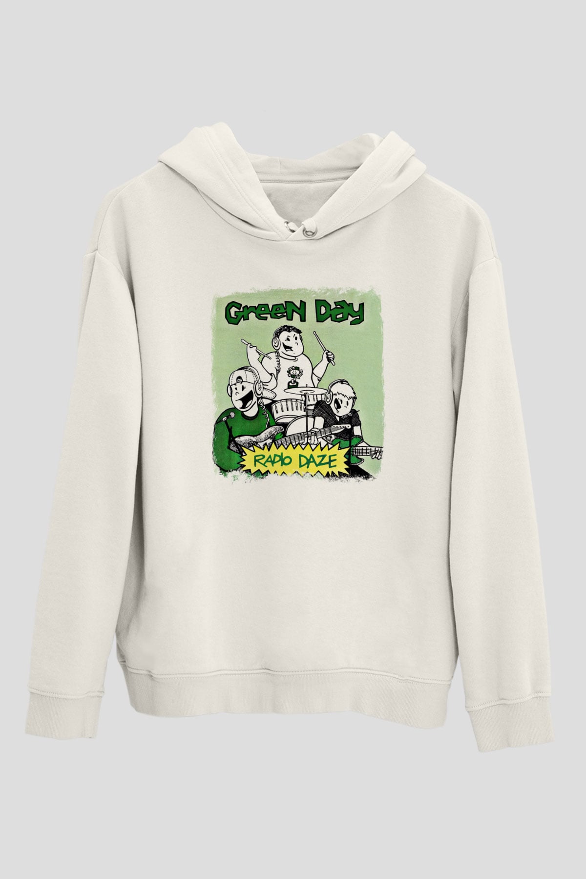 Green Day Baskılı Unisex Beyaz Hoodie
