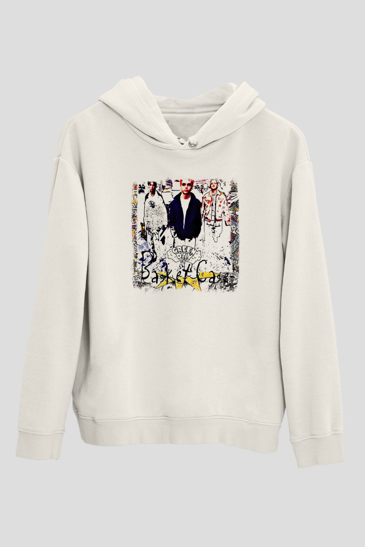 Green Day Baskılı Unisex Beyaz Hoodie