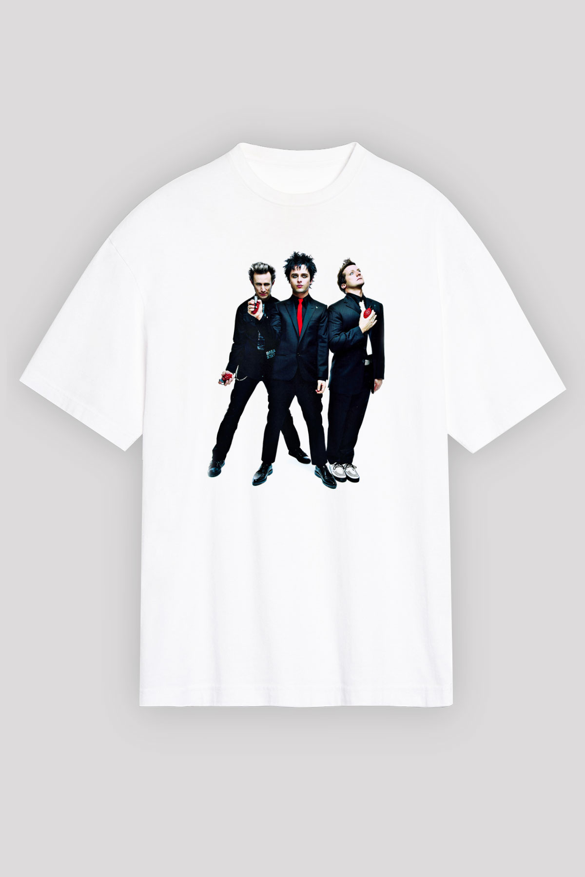 Green Day Baskılı Unisex Beyaz Oversize Tişört