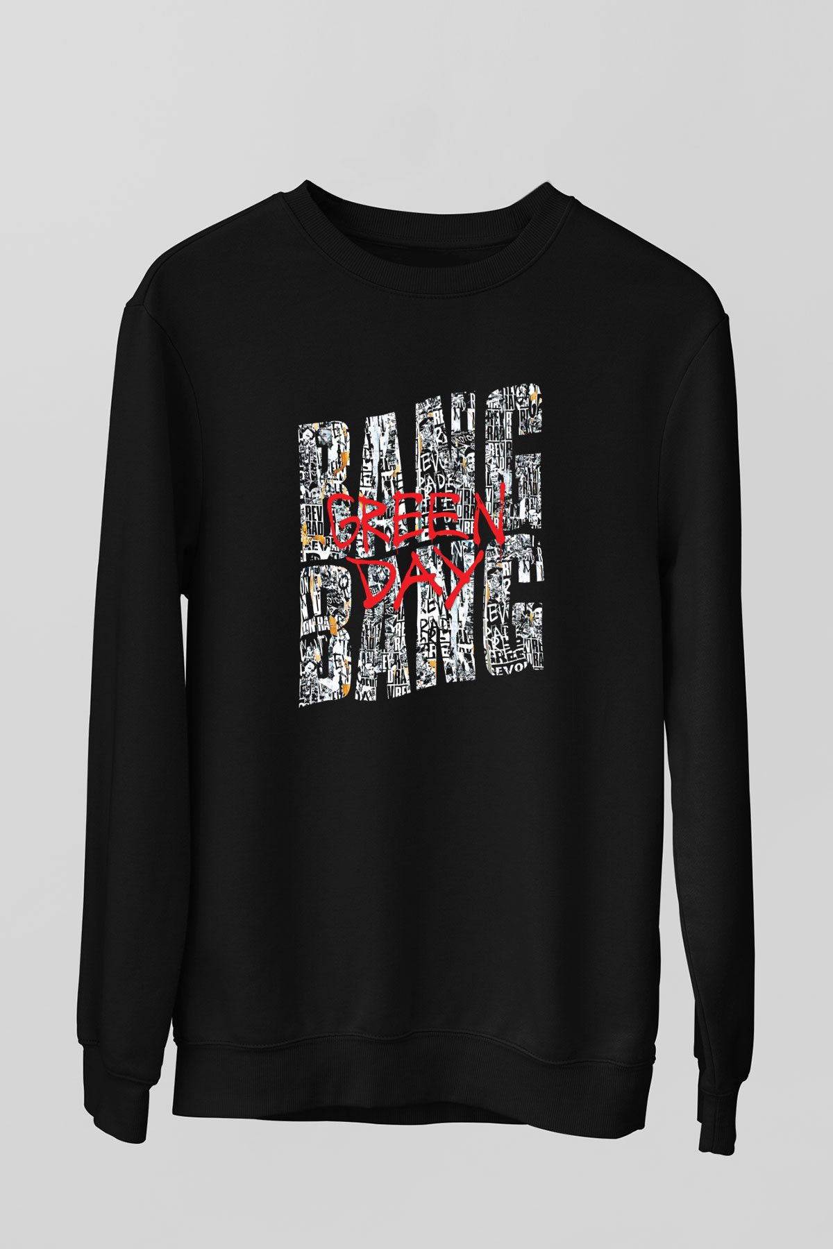 Green Day Baskılı Unisex Siyah Sweatshirt