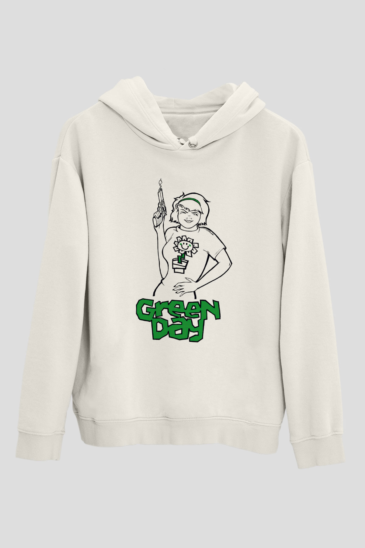 Green Day Beyaz Unisex Kapşonlu Sweatshirt