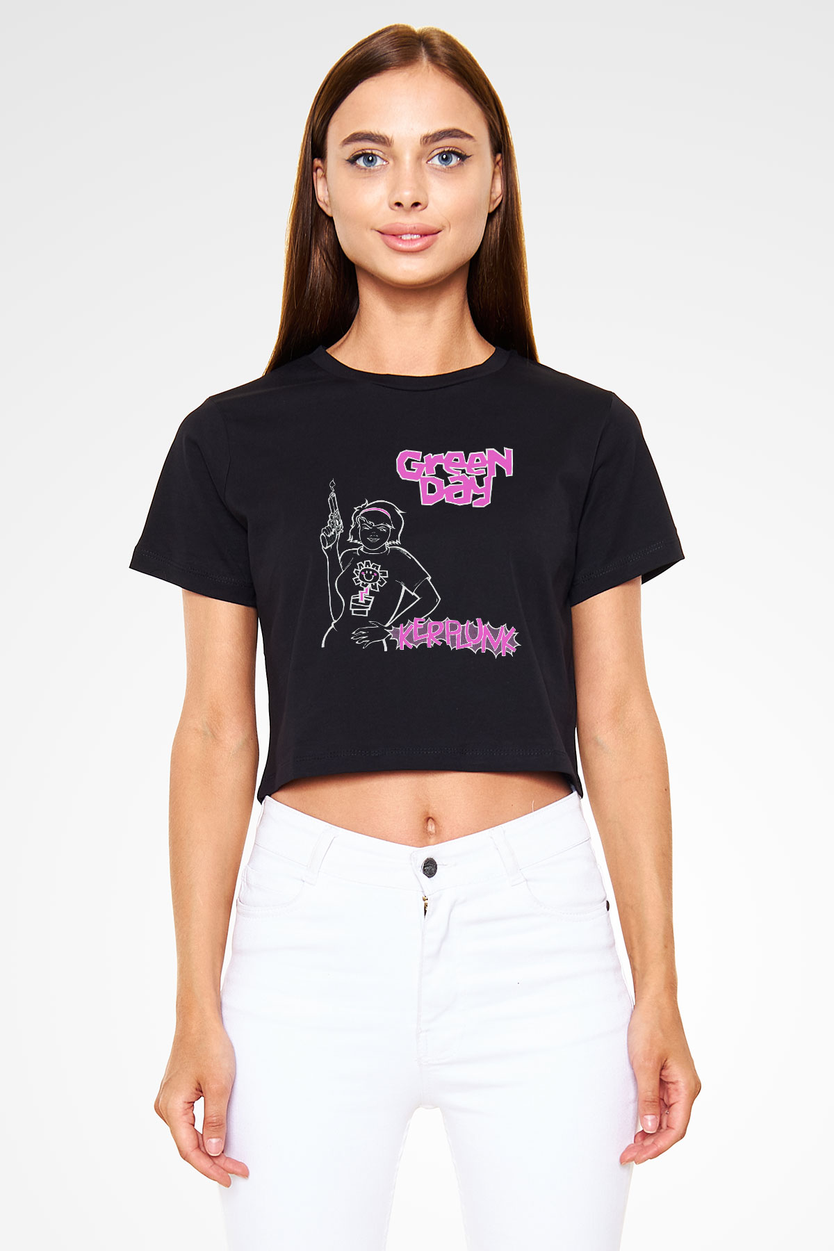 Green Day Siyah Crop Top Tişört