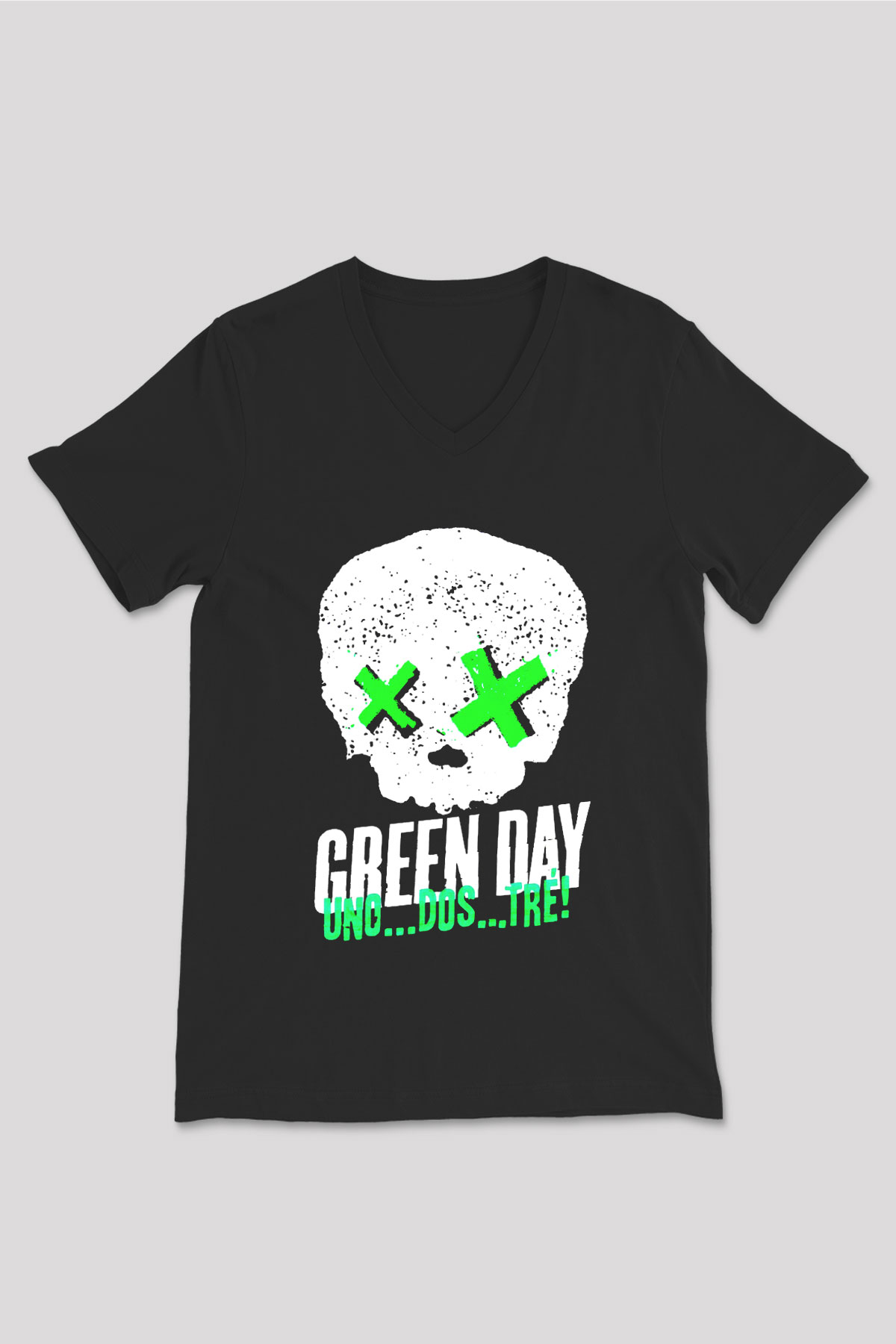 Green Day Siyah Unisex V Yaka Tişört T-Shirt