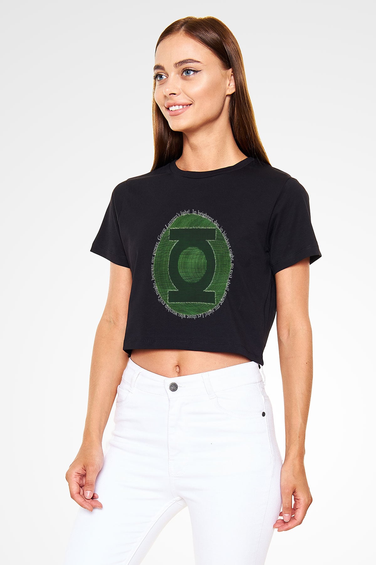 Green Lantern Siyah Crop Top Tişört