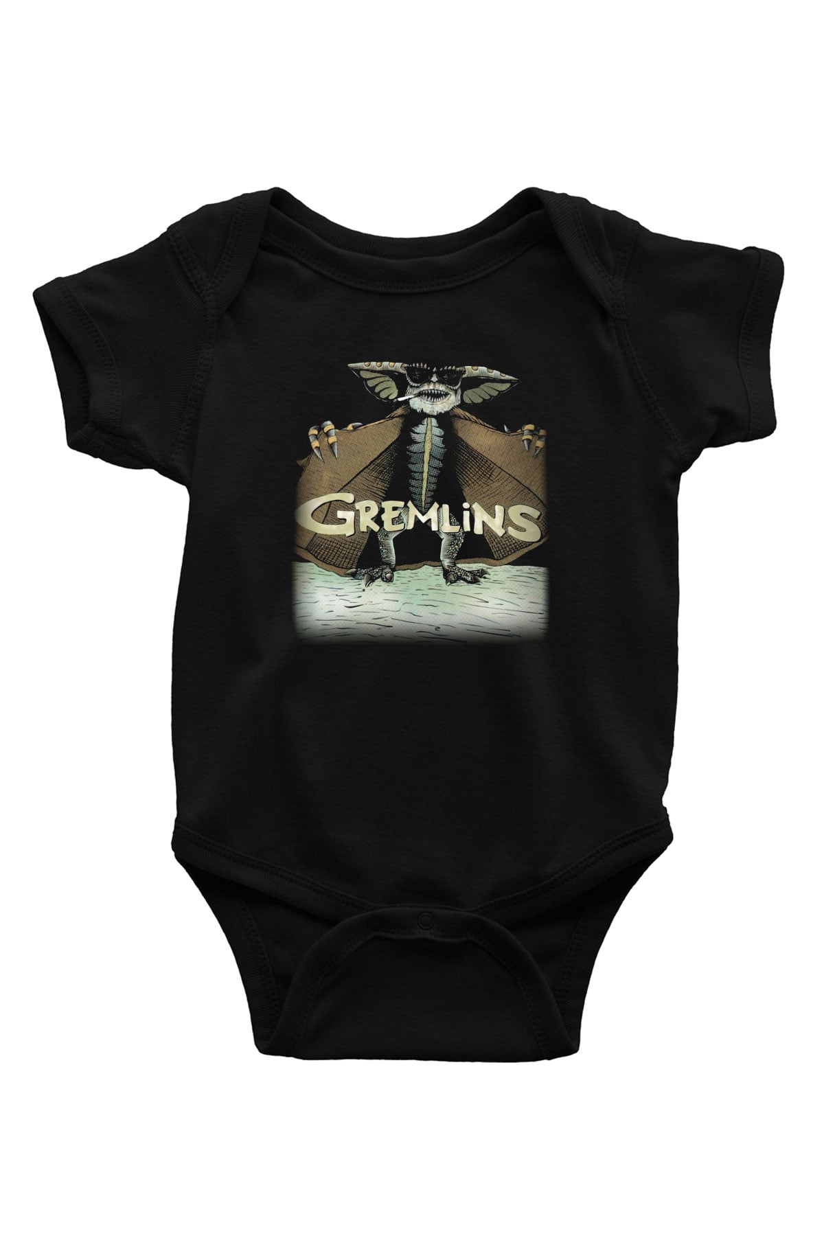 Gremlins Baskılı Siyah Bebek Body - Zıbın