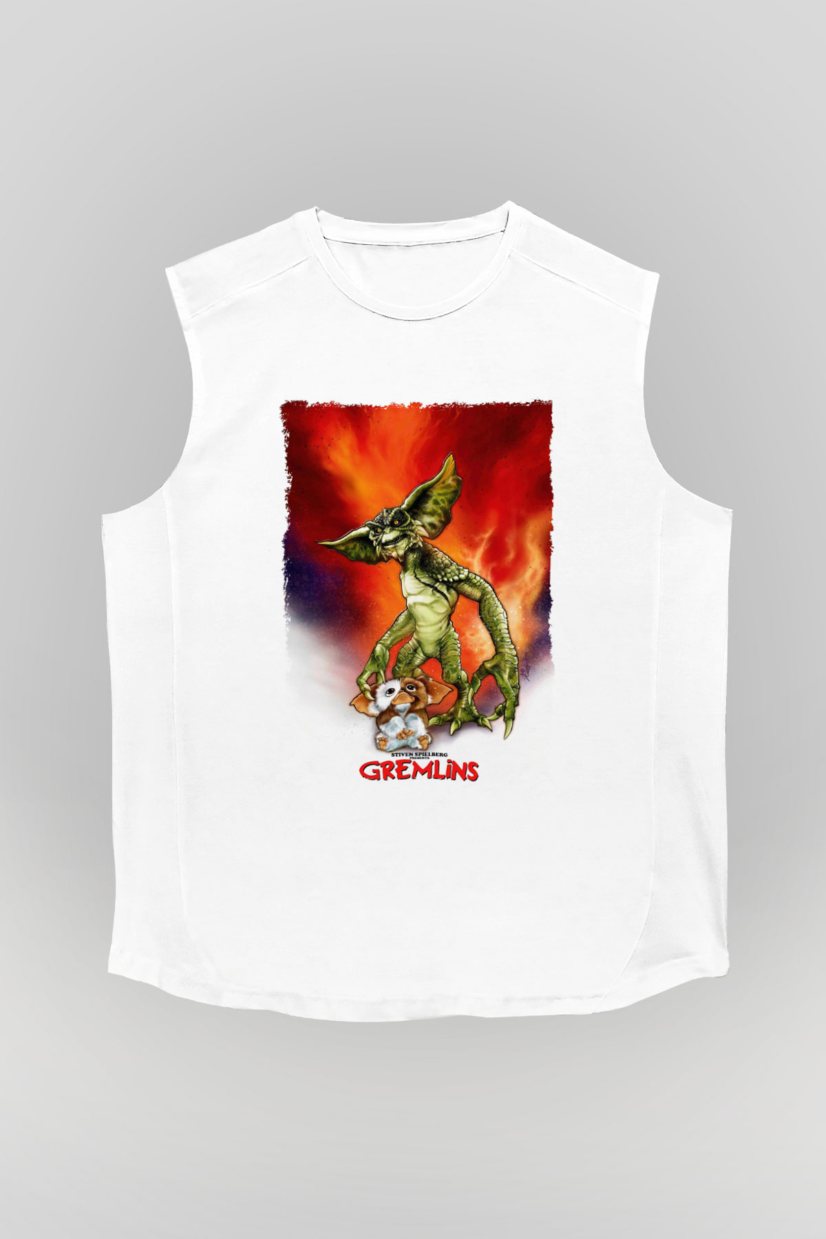 Gremlins Beyaz Unisex Kolsuz Tişört