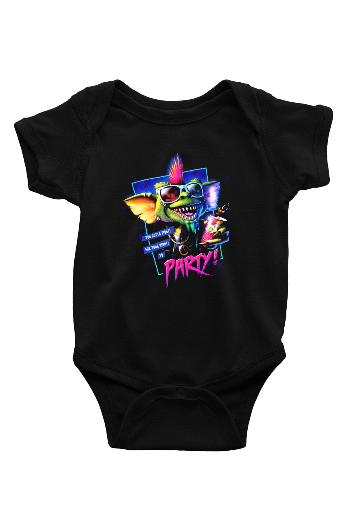 Gremlins Gremlinler Baskılı Siyah Bebek Body - Zıbın