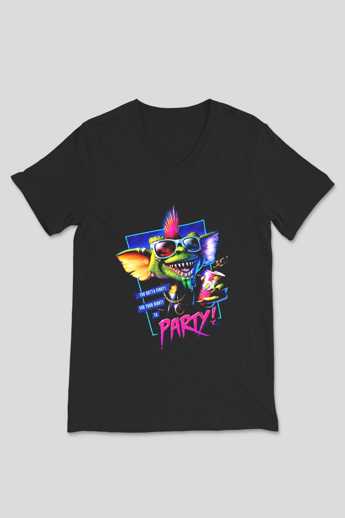 Gremlins Gremlinler Siyah Unisex V Yaka Tişört
