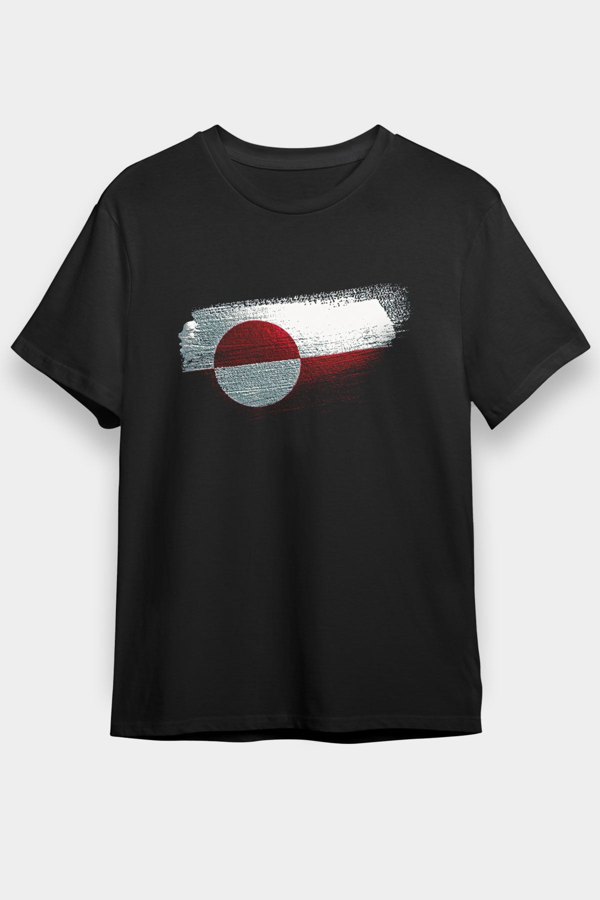 Grönland - Greenland Bayrağı Baskılı Unisex Siyah Tişört