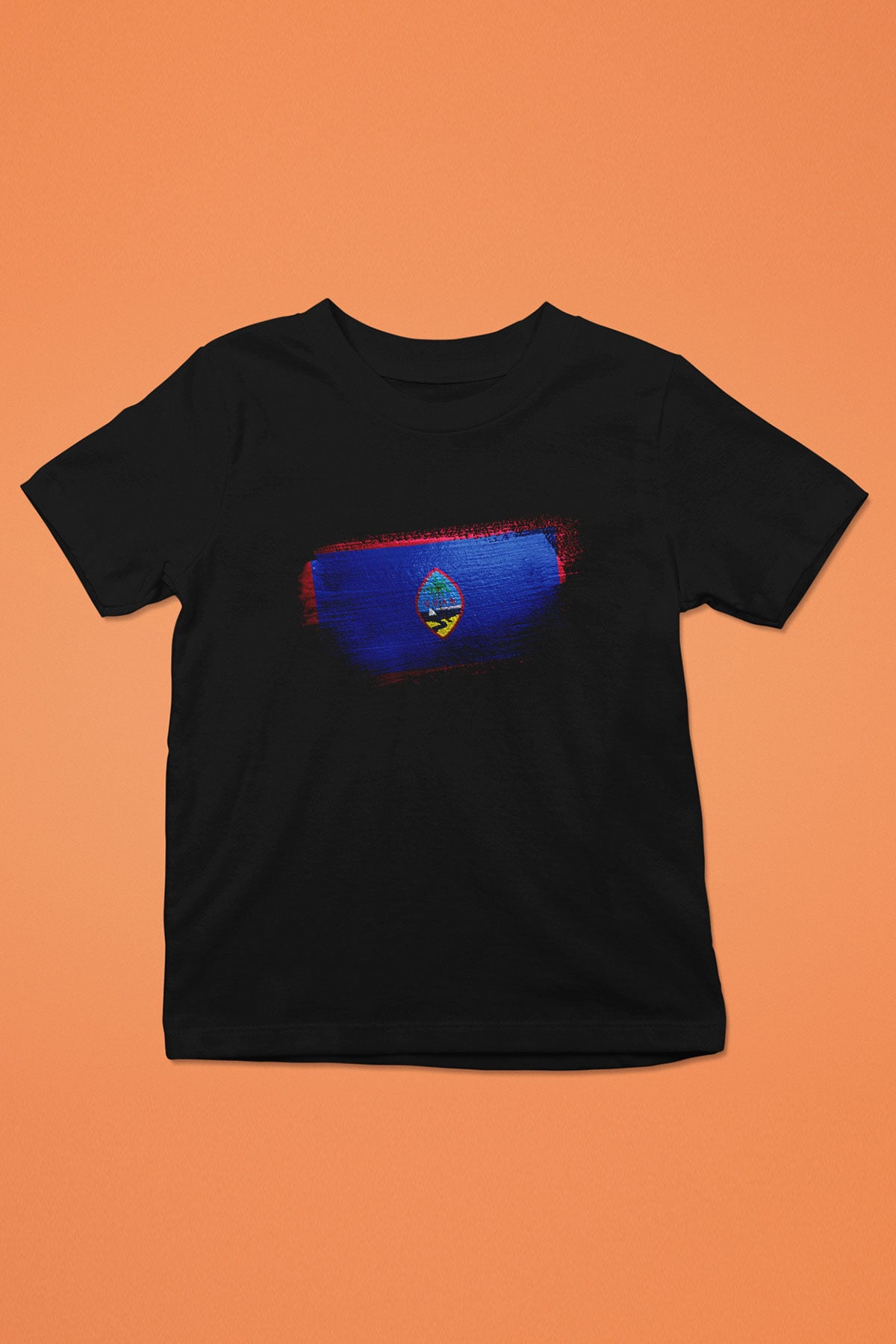 Guam Bayrağı Baskılı Unisex Siyah Çocuk Tişörtü