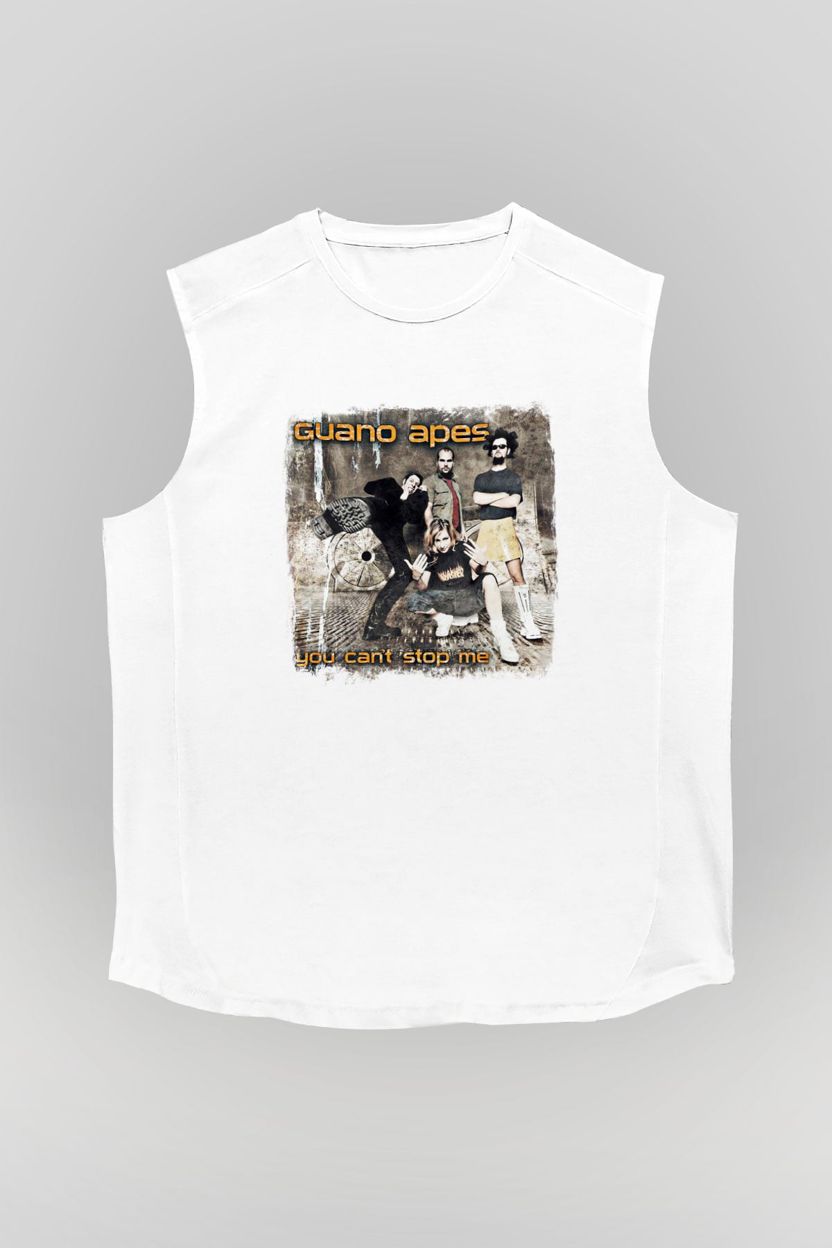 Guano Apes Baskılı Unisex Beyaz Kolsuz Tişört